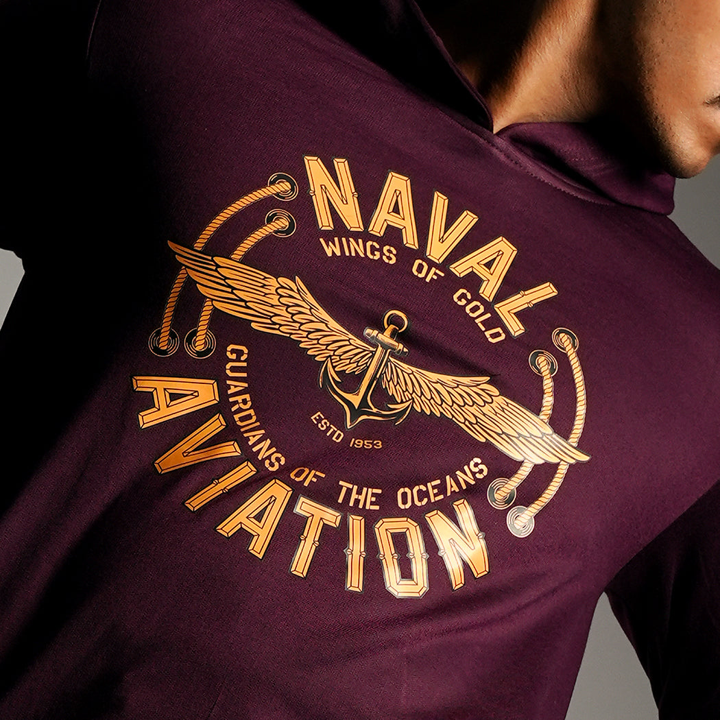 Indian Naval Aviation: Wings of Gold Maroon Oversized Hoodie