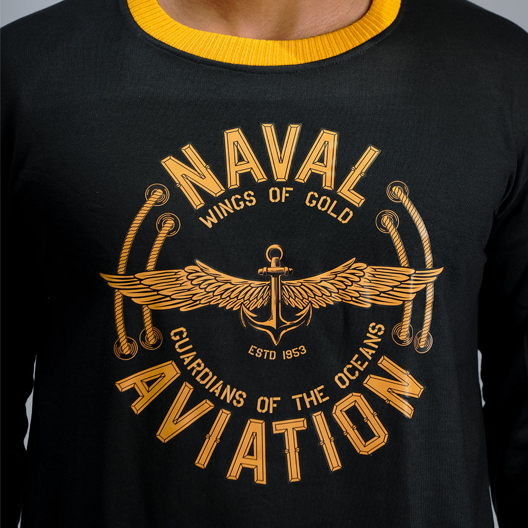 Indian Naval Aviation: Wings of Gold Black Oversized Sweatshirt