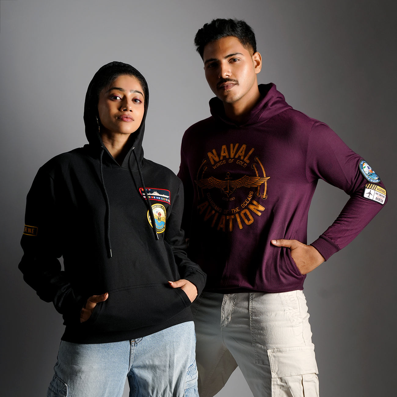 Indian Naval Aviation: Wings of Gold Maroon Oversized Hoodie