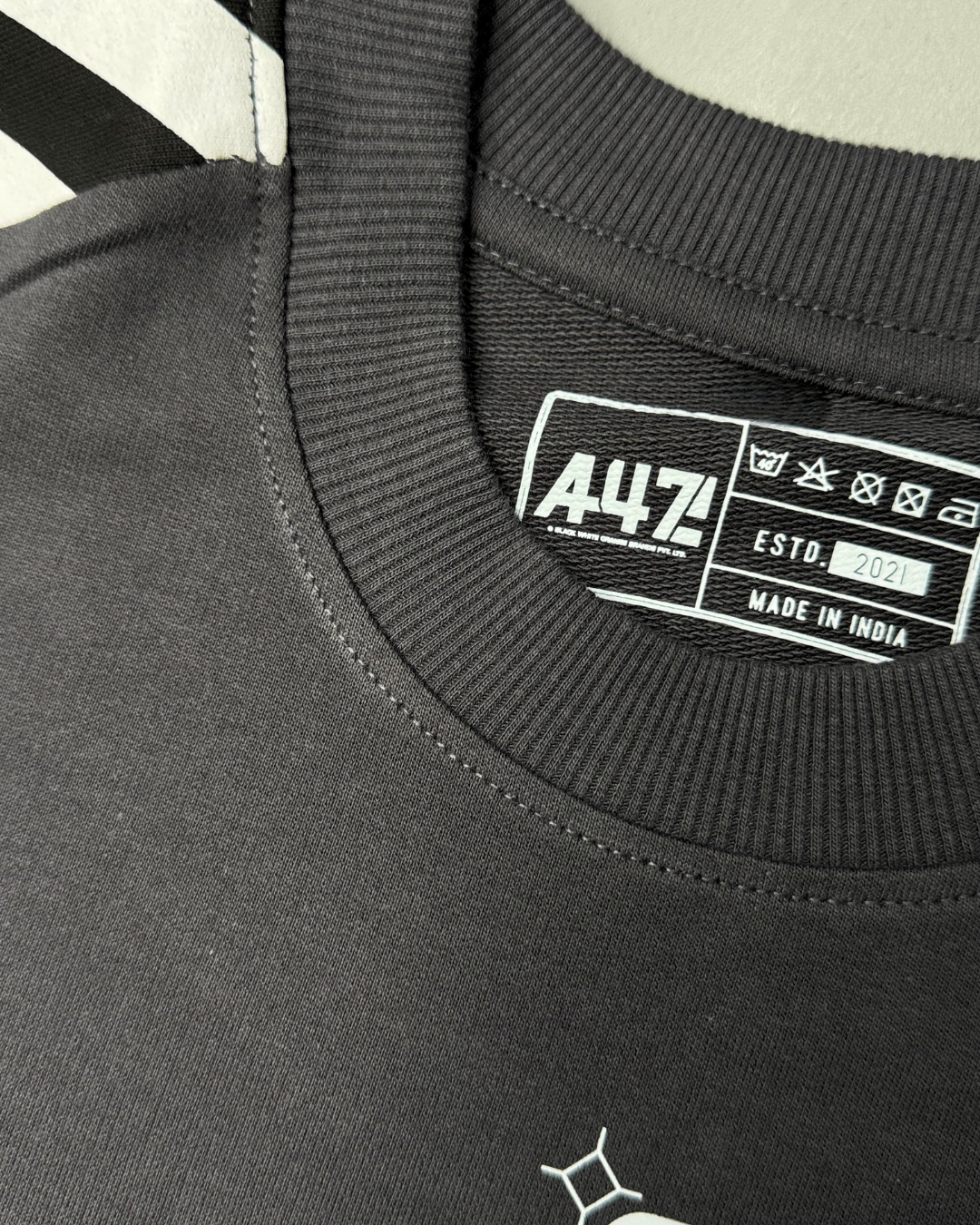 ISRO Grey Tee with Striped Shoulders