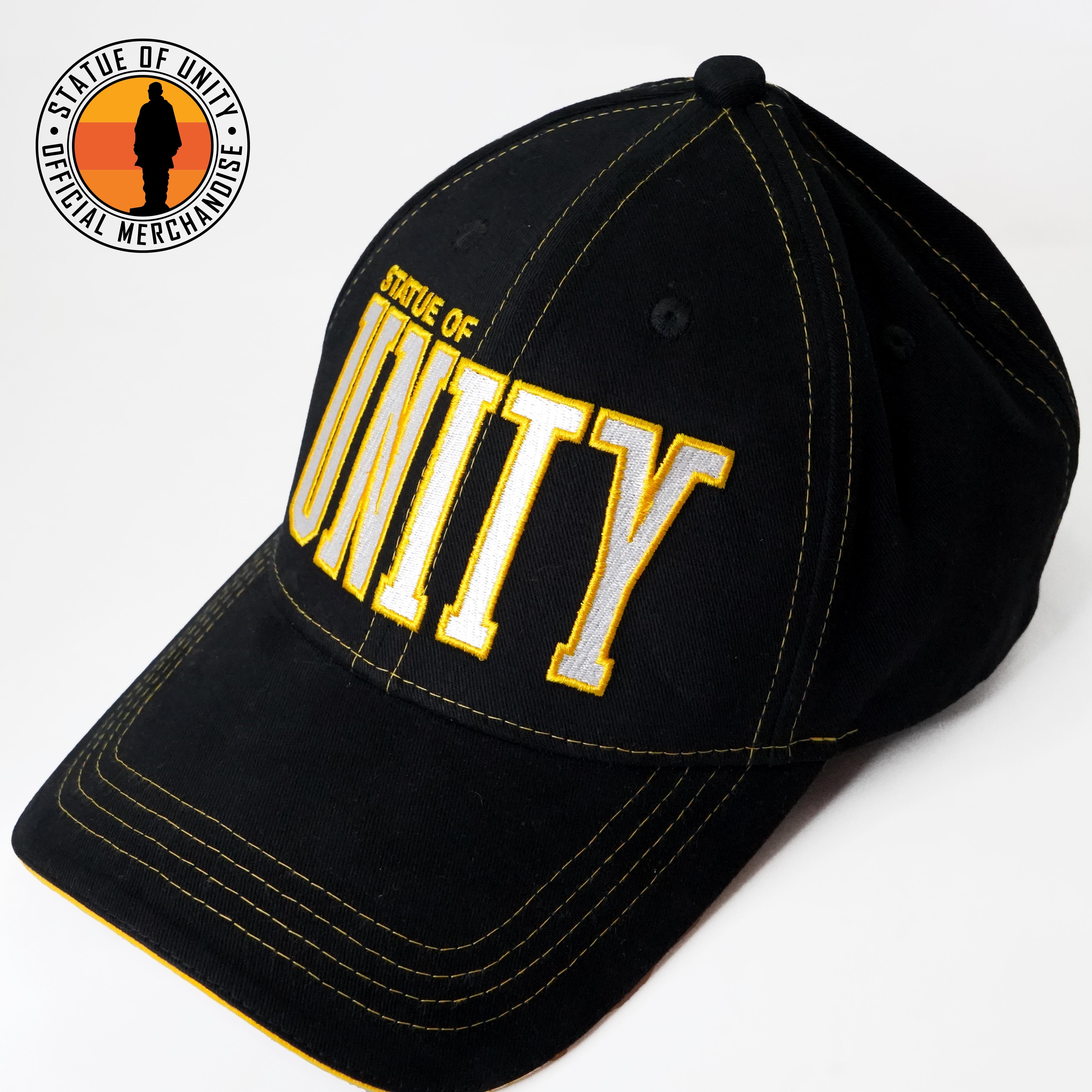 Statue of Unity: Embroidered Black Cap