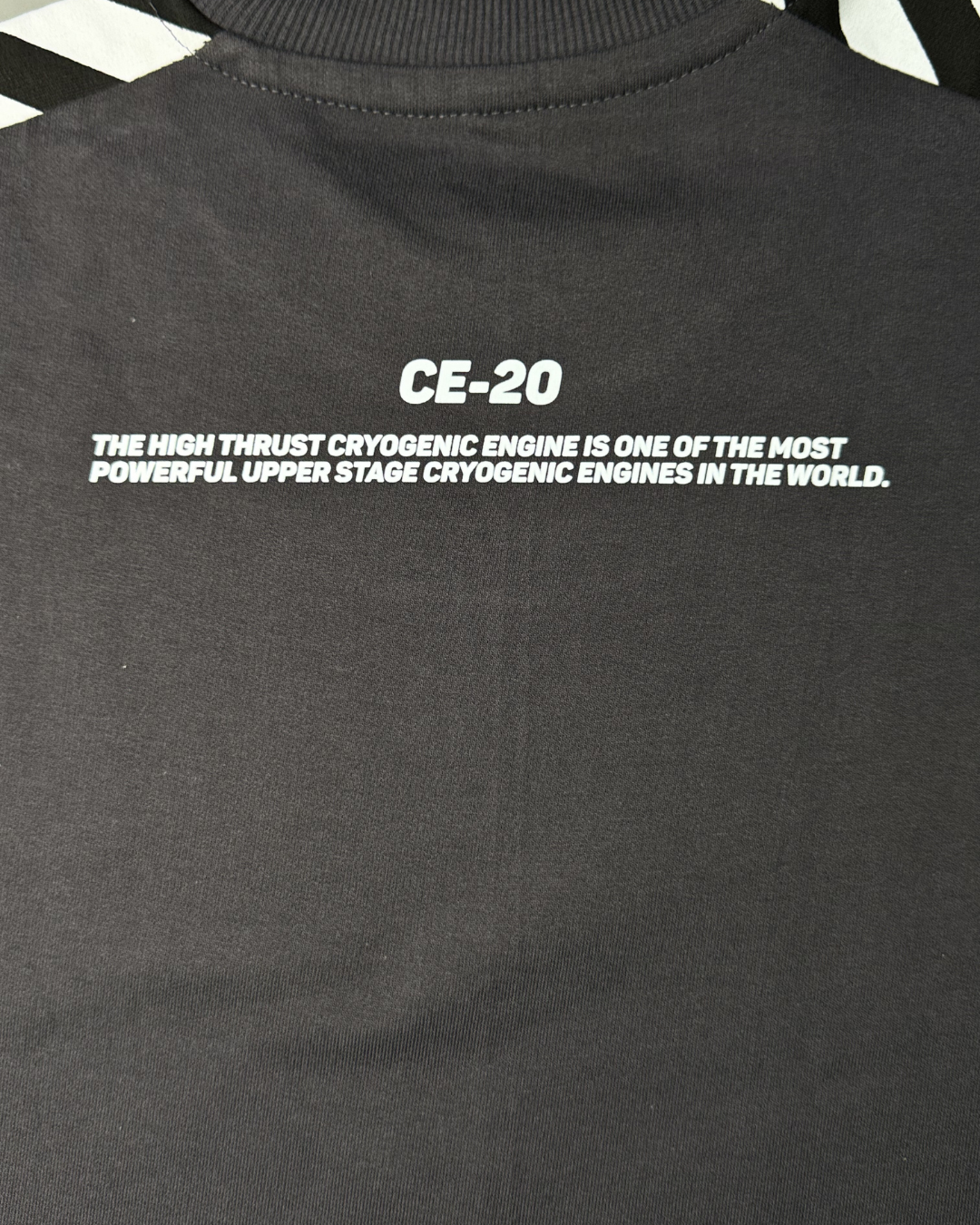 ISRO Grey Tee with Striped Shoulders