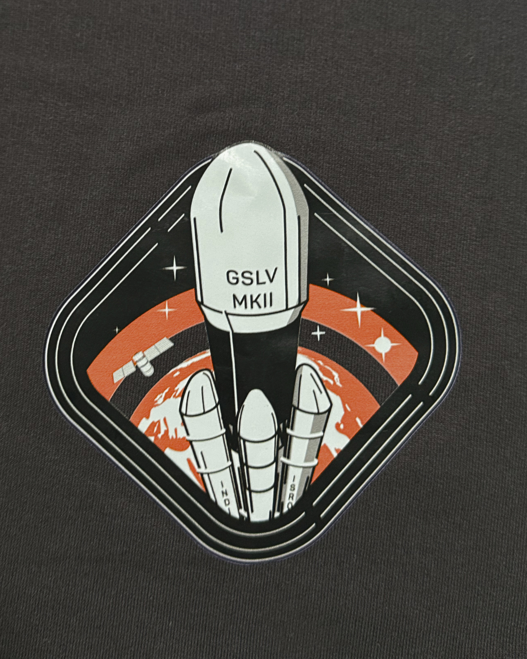 ISRO Grey Tee with Striped Shoulders