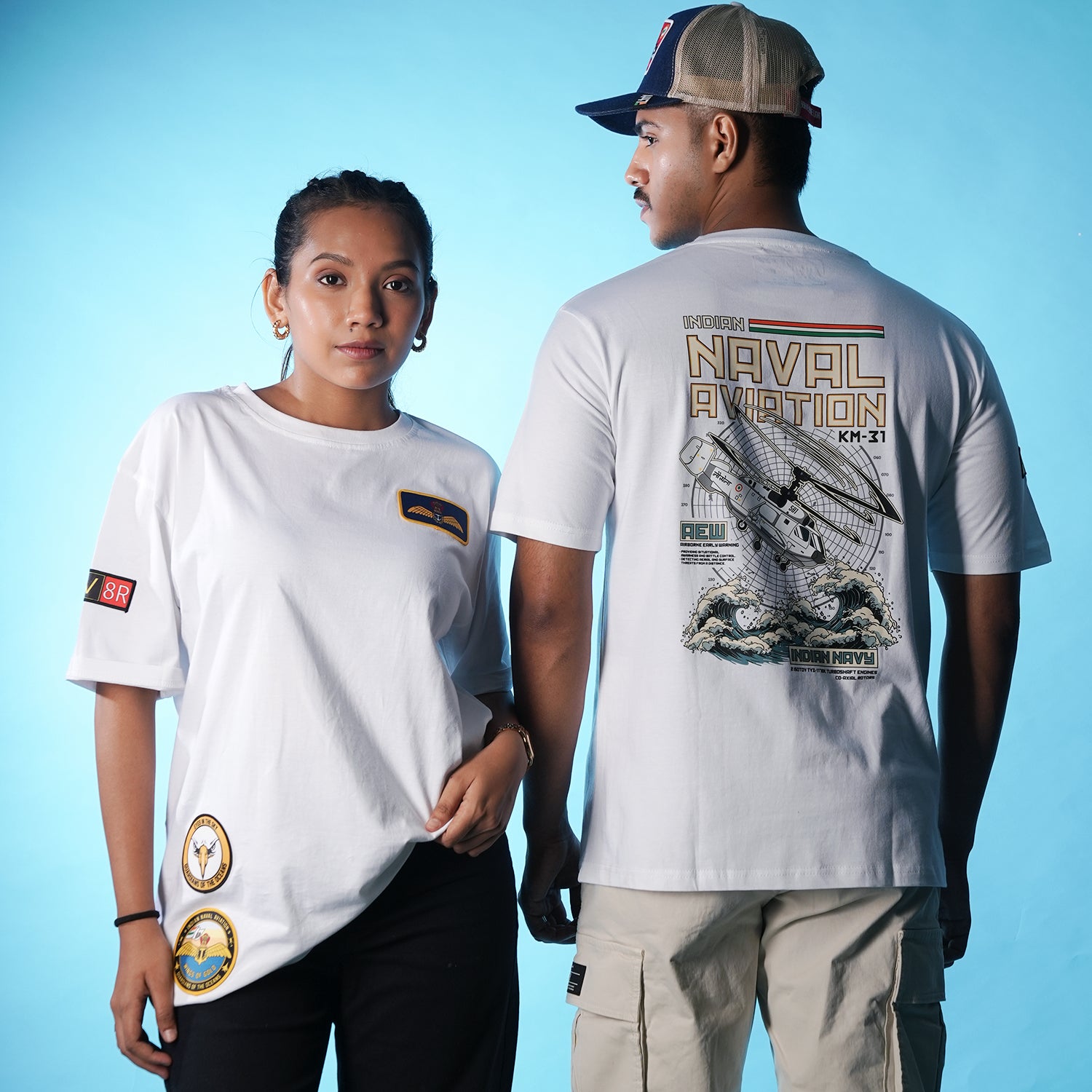 Indian Naval Aviation: KM-31 Naval Recon White Oversized T-Shirt