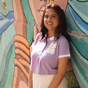 Galactic Legacy: Lilac & White Crop Polo - ISRO Edition