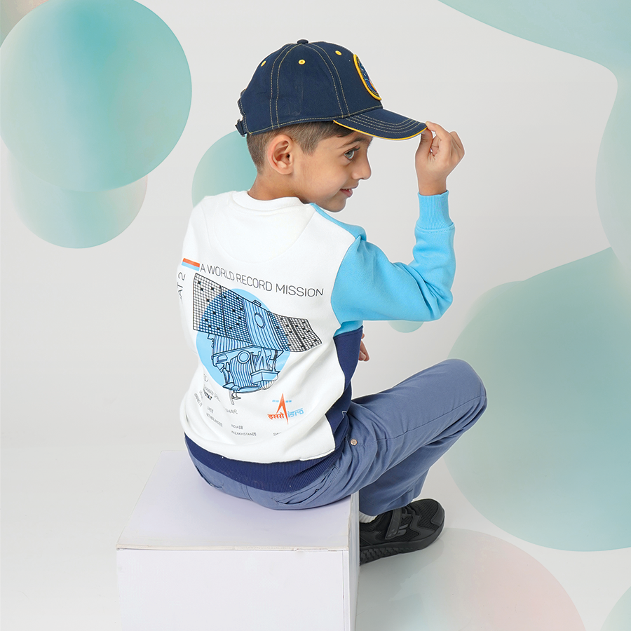 The Tiny Explorers: Official ISRO Colorblock Kids Sweatshirt ( With Fleece )