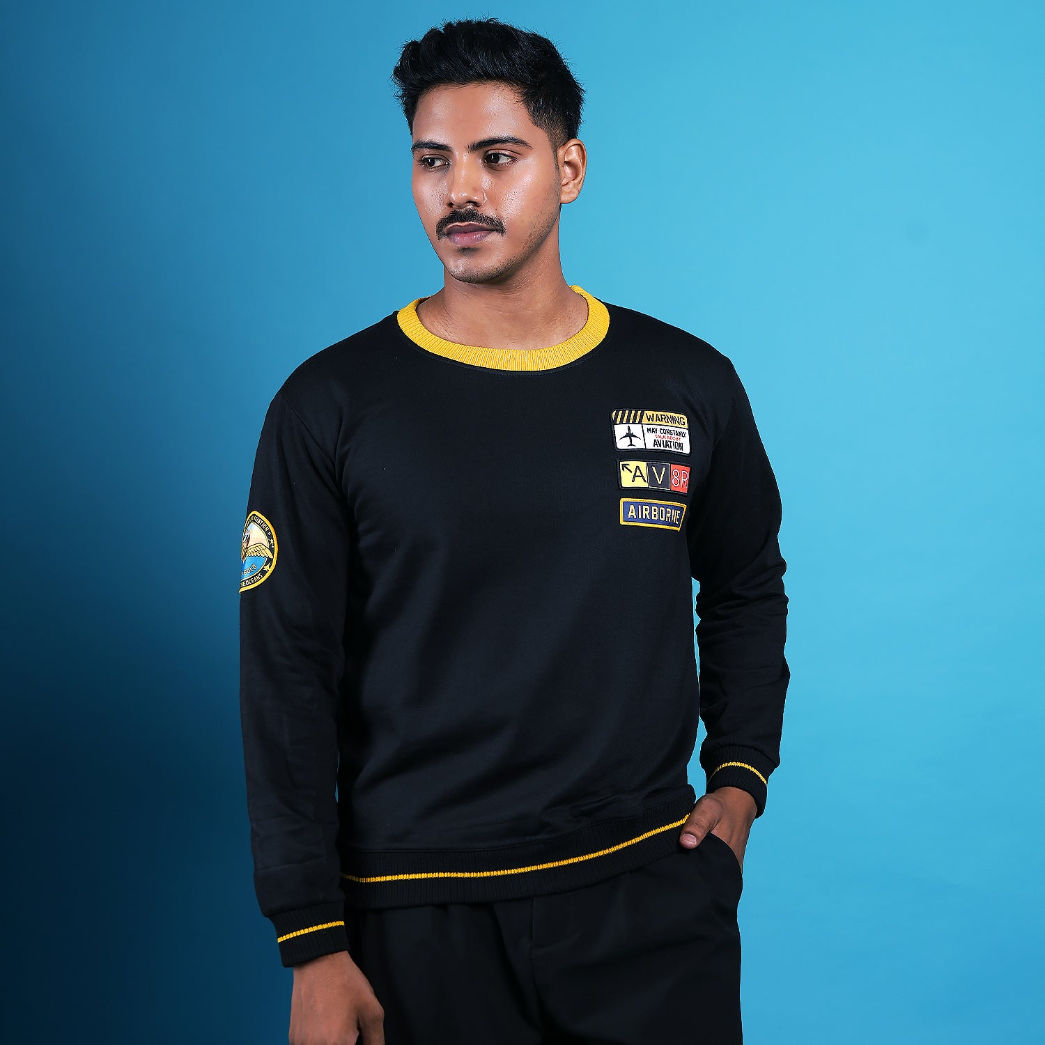 Indian Naval Aviation- Fleet Air Defence Black Oversized Sweatshirt