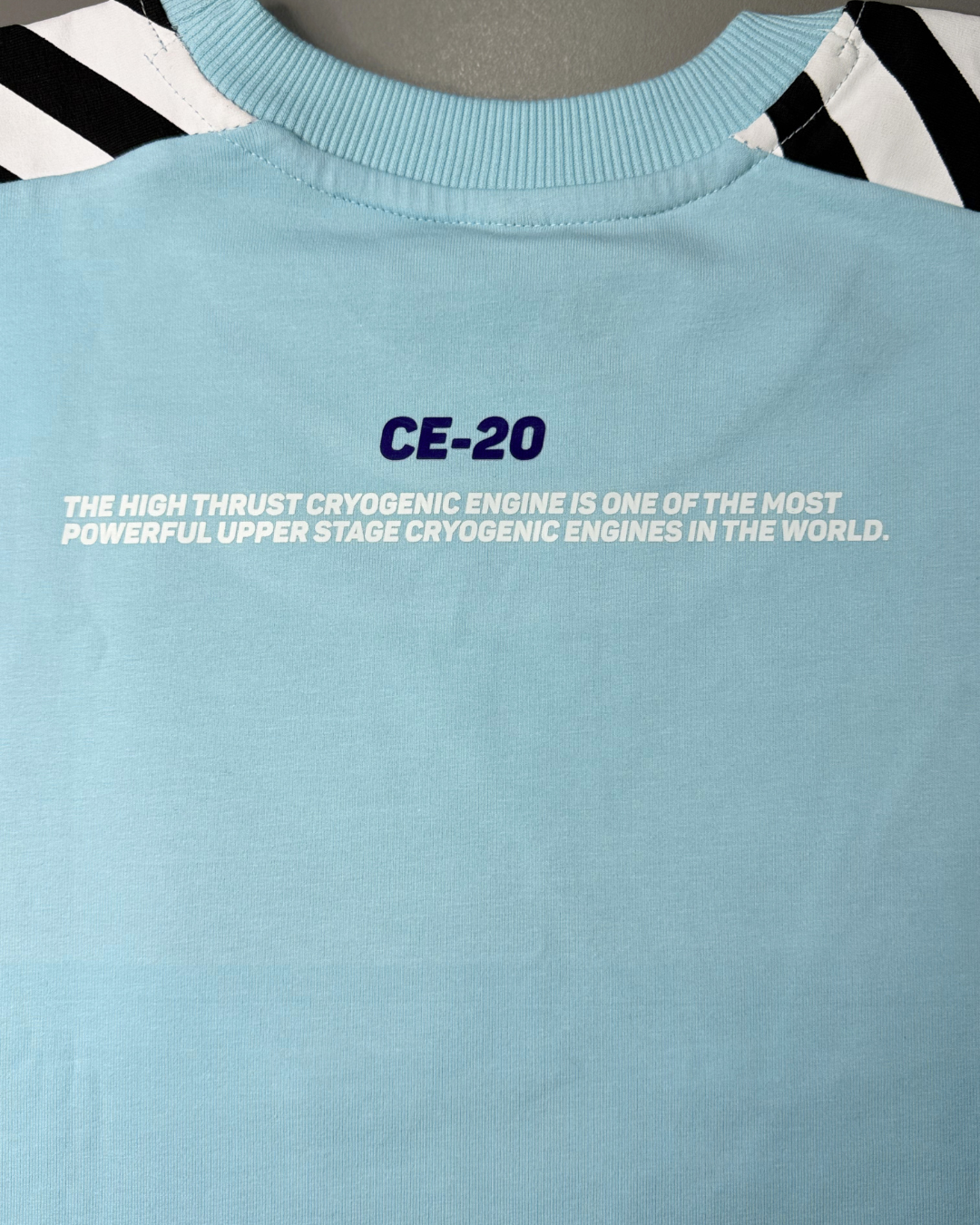 ISRO Powder Blue Tee with Striped Shoulders