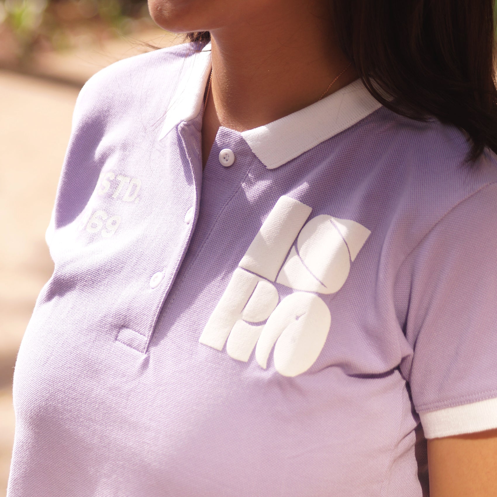 Galactic Legacy: Lilac & White Crop Polo - ISRO Edition