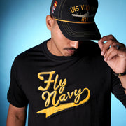 Indian Naval Aviation: Fly Navy Black Oversized Tee