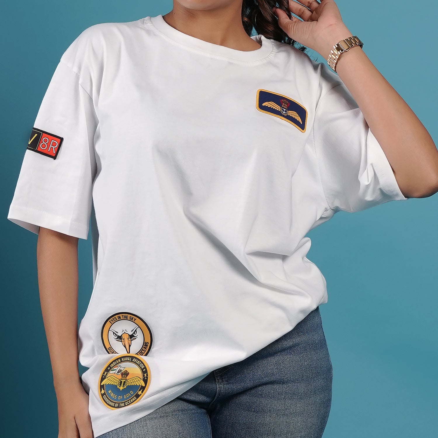 Indian Naval Aviation: KM-31 Naval Recon White Oversized T-Shirt