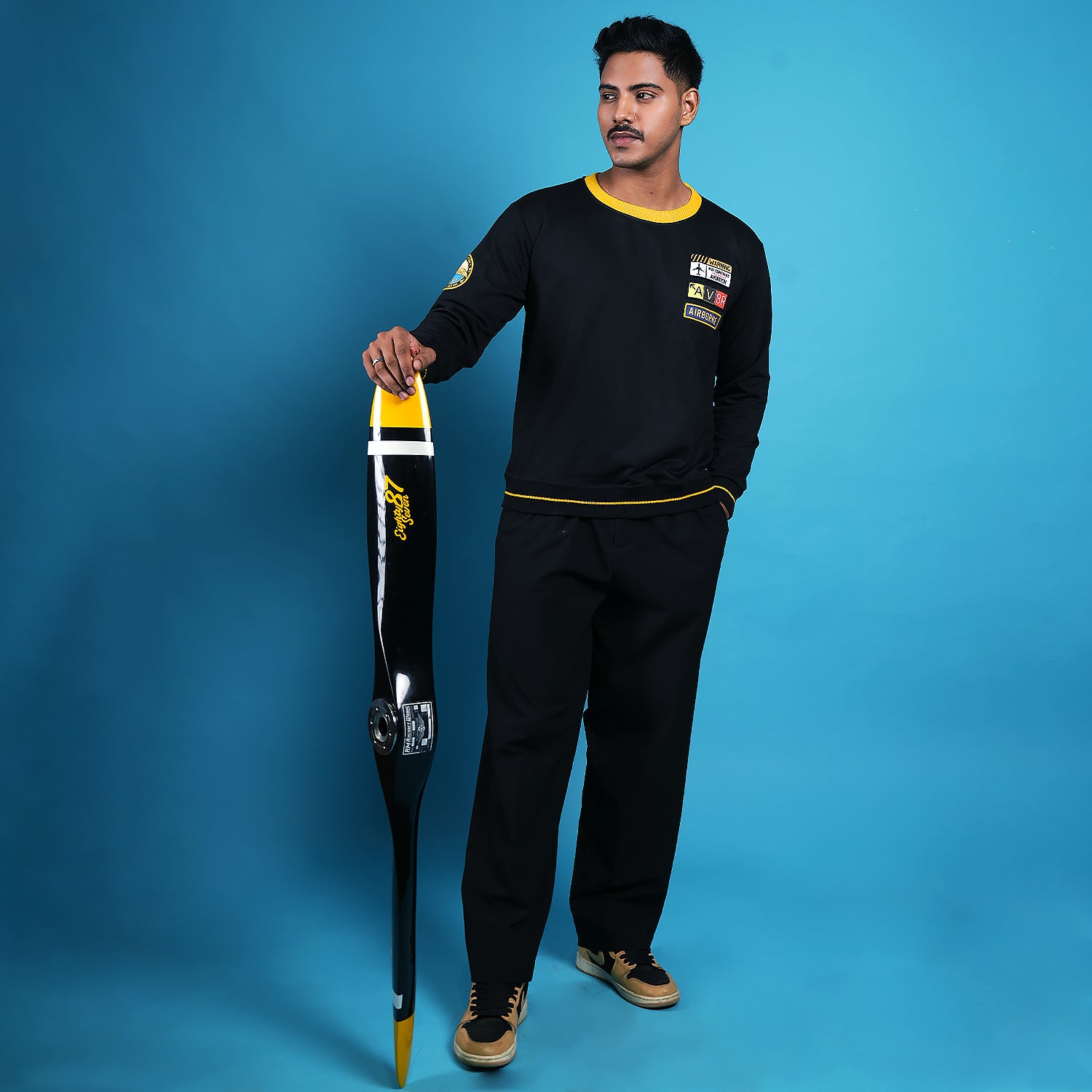 Indian Naval Aviation- Fleet Air Defence Black Oversized Sweatshirt