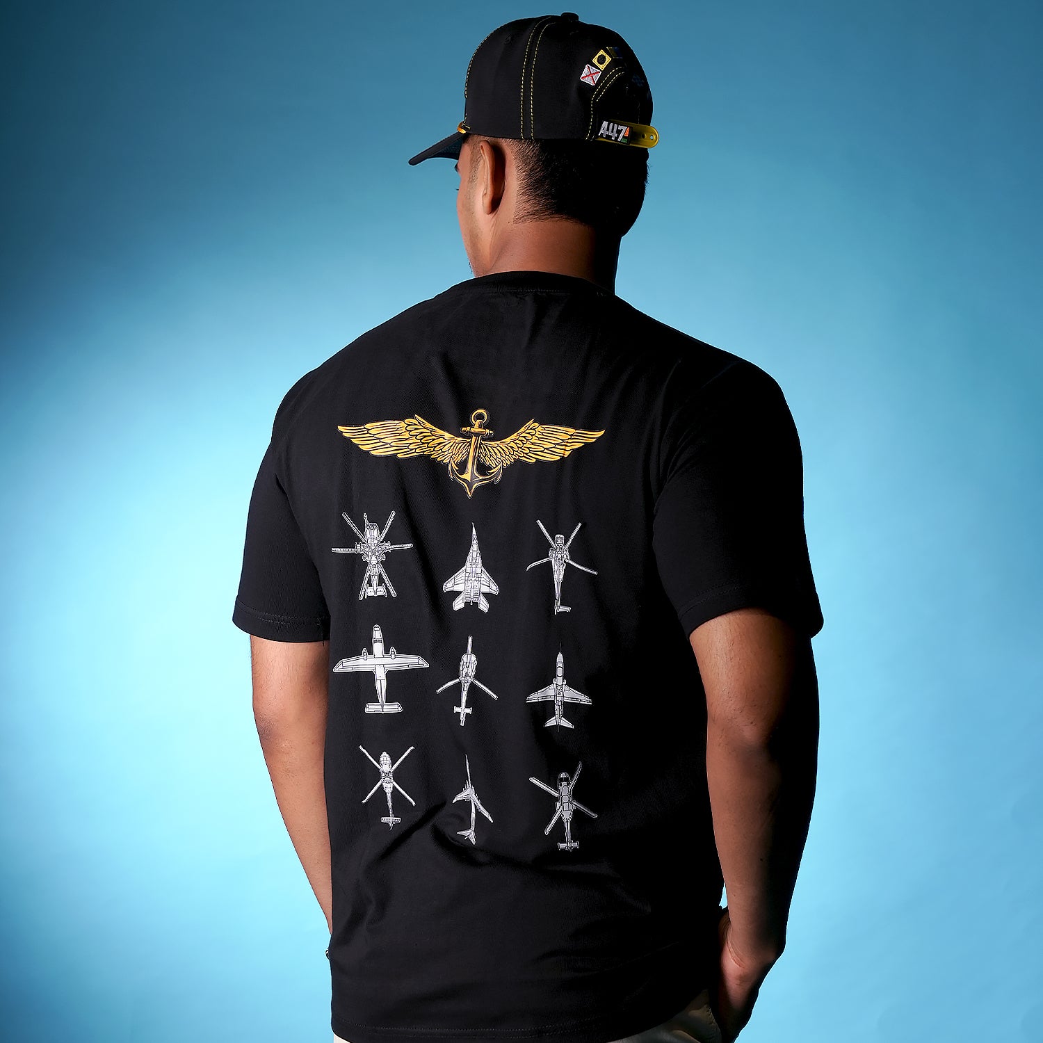 Indian Naval Aviation: Fly Navy Black Oversized Tee