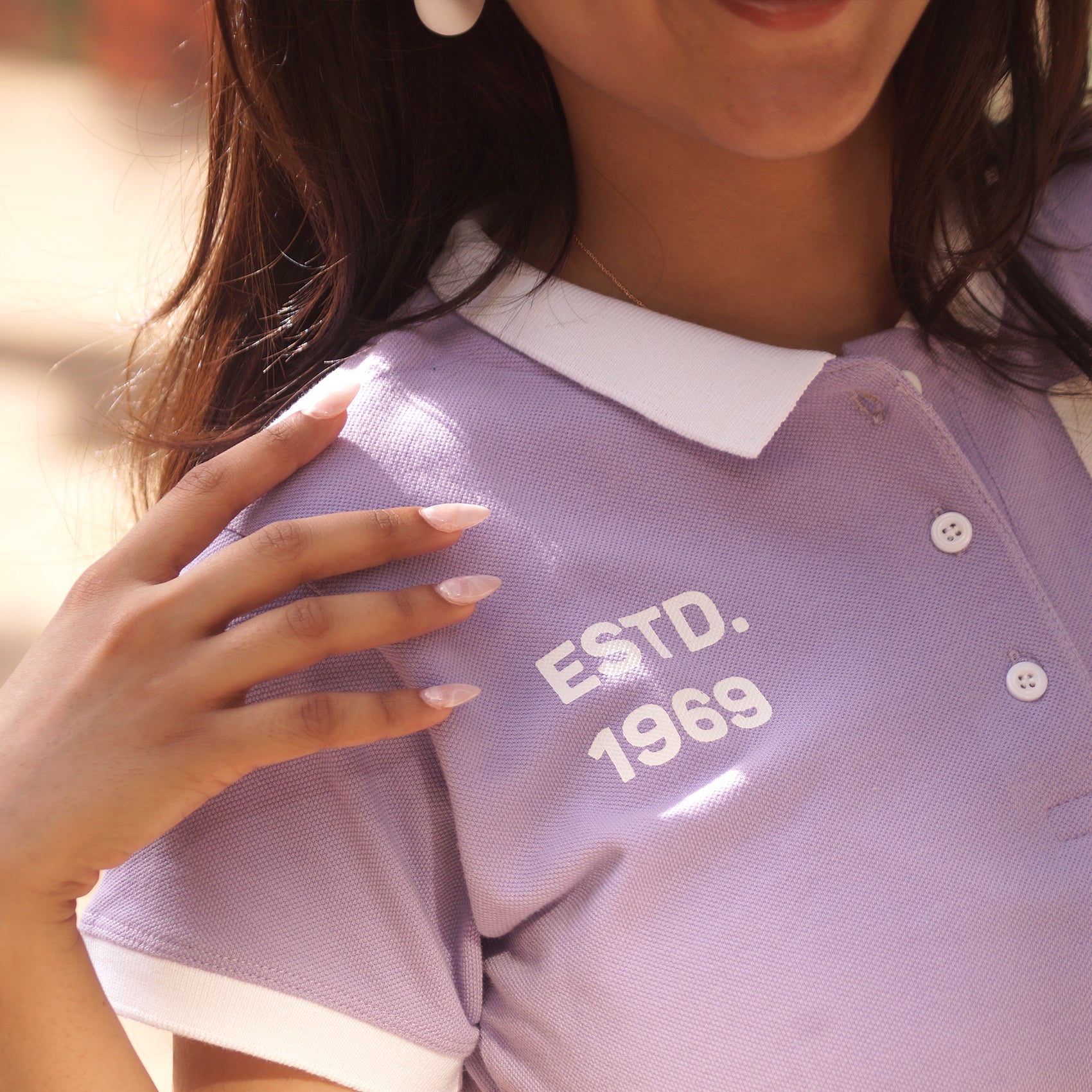 Galactic Legacy: Lilac & White Crop Polo - ISRO Edition