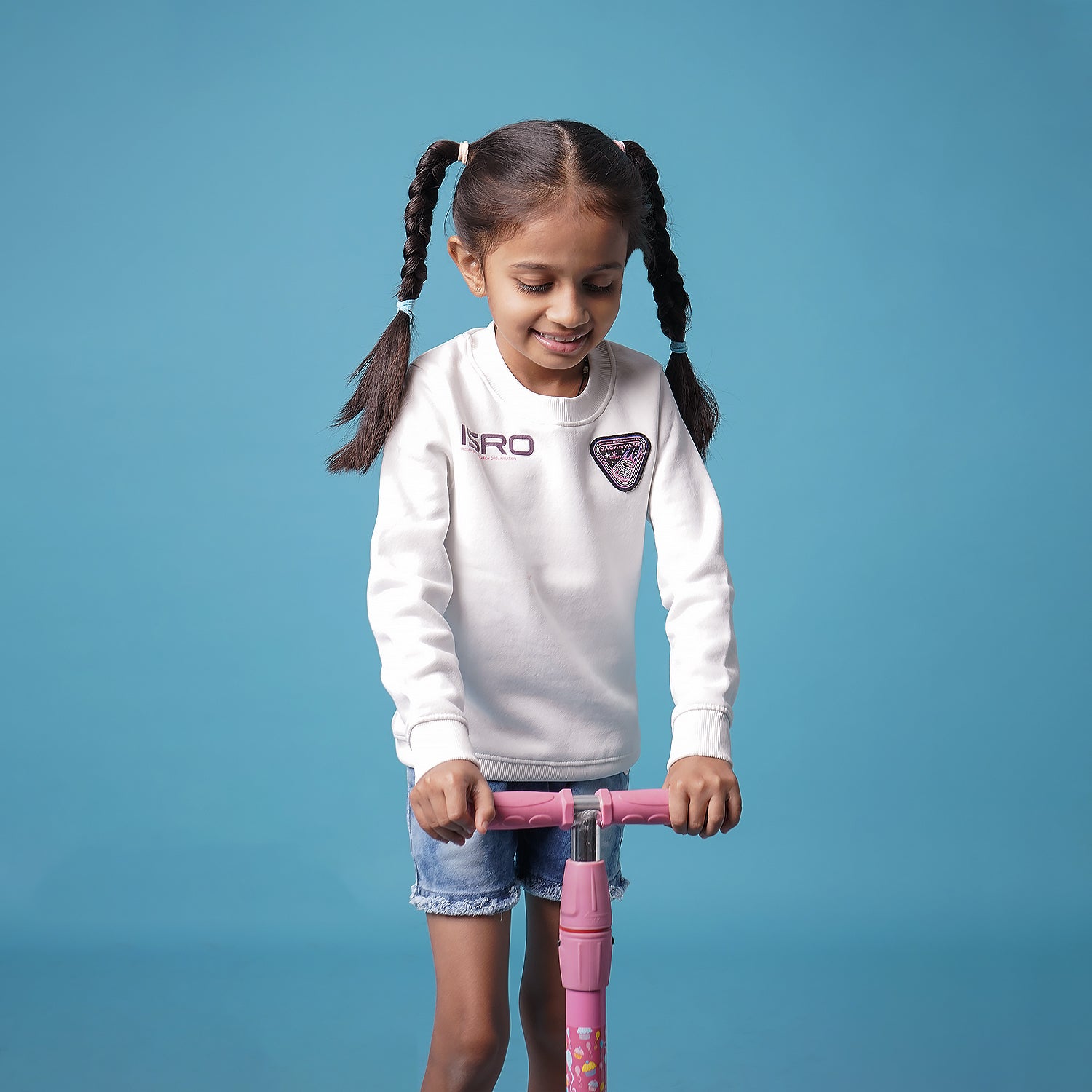 The Tiny Explorers: Official ISRO Gaganyaan White Kids Sweatshirt ( With Fleece )