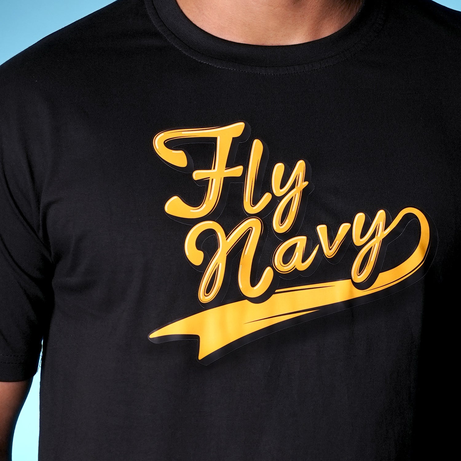 Indian Naval Aviation: Fly Navy Black Oversized Tee