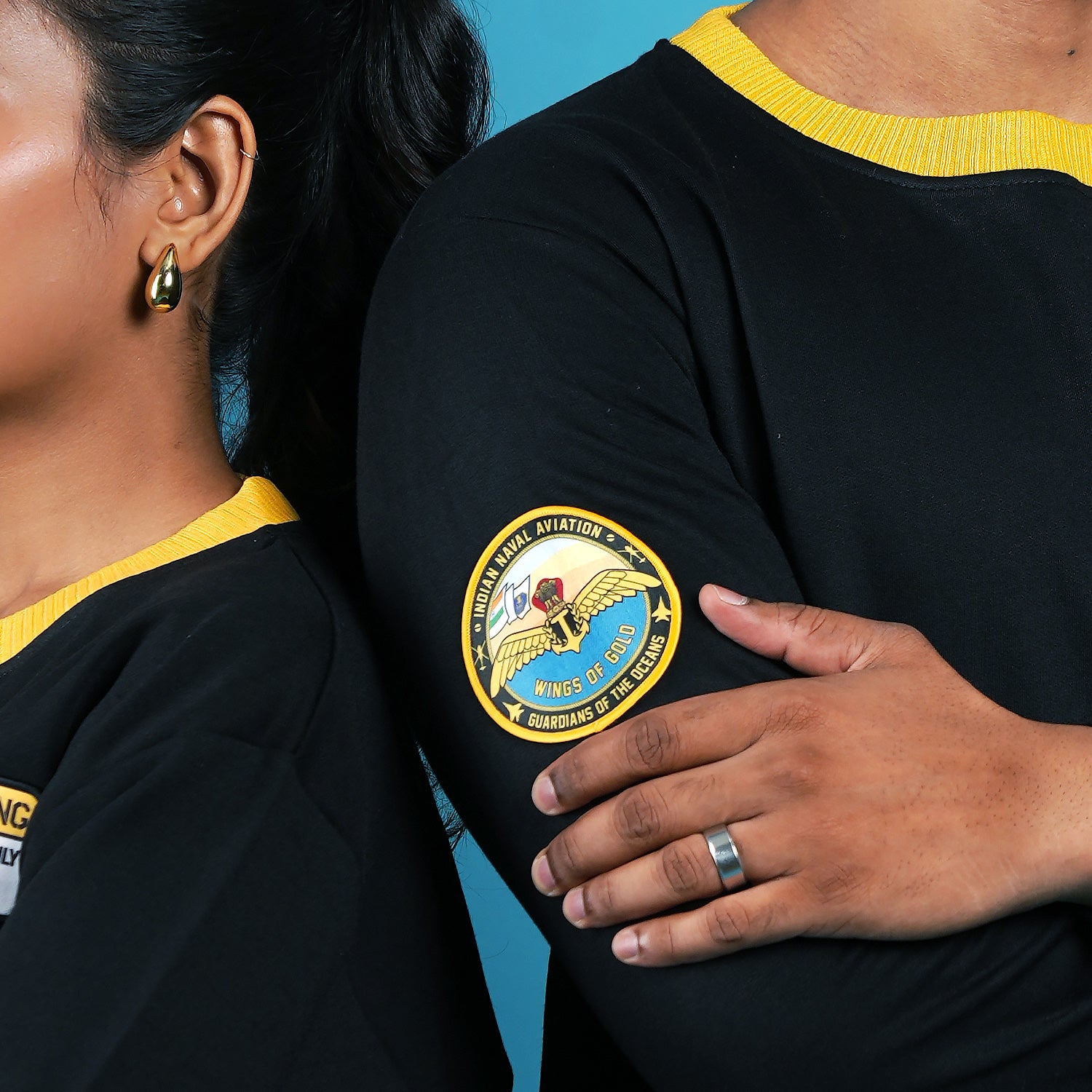 Indian Naval Aviation- Fleet Air Defence Black Oversized Sweatshirt