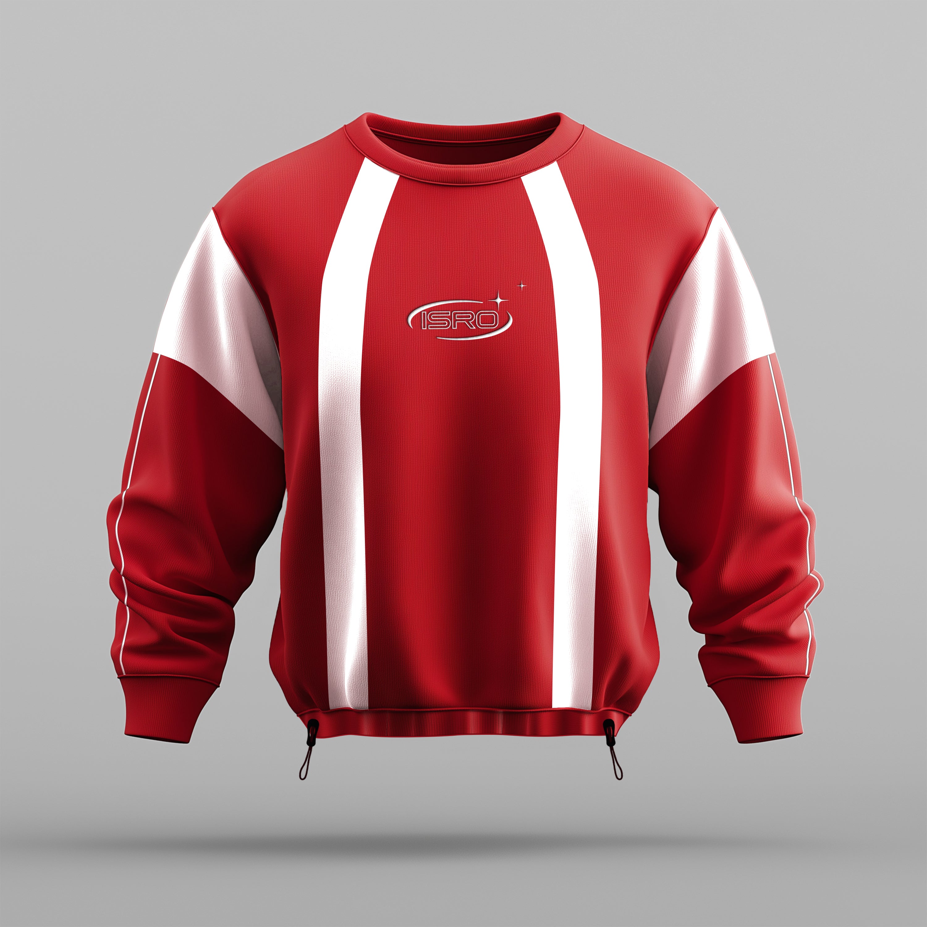 Mission Red: ISRO Red & White Panelled Sweatshirt