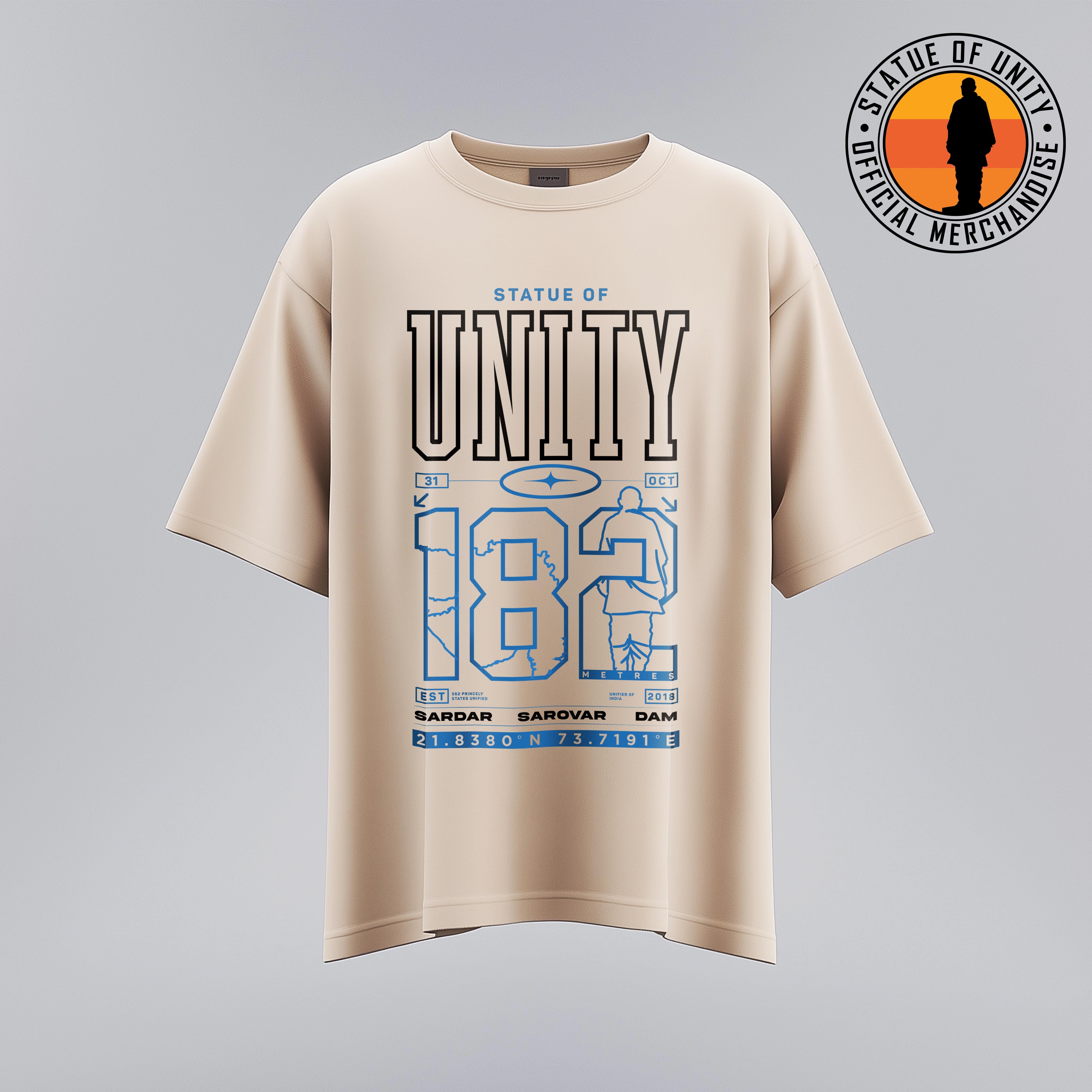 Statue Of Unity: Tribute to Sardar Patel - Beige Regular T-Shirt