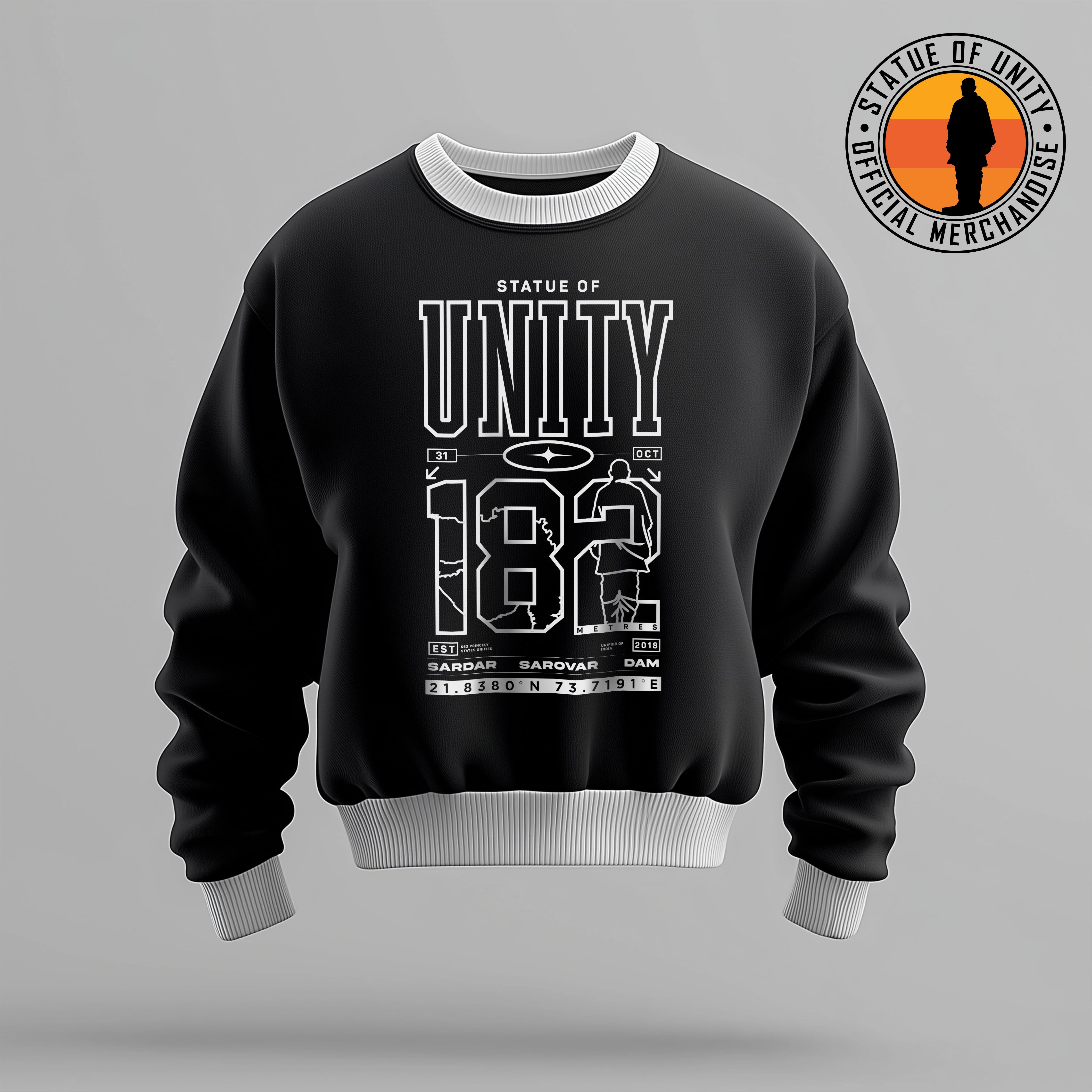 Statue Of Unity: Tribute to Sardar Patel - Black Oversized Sweatshirt