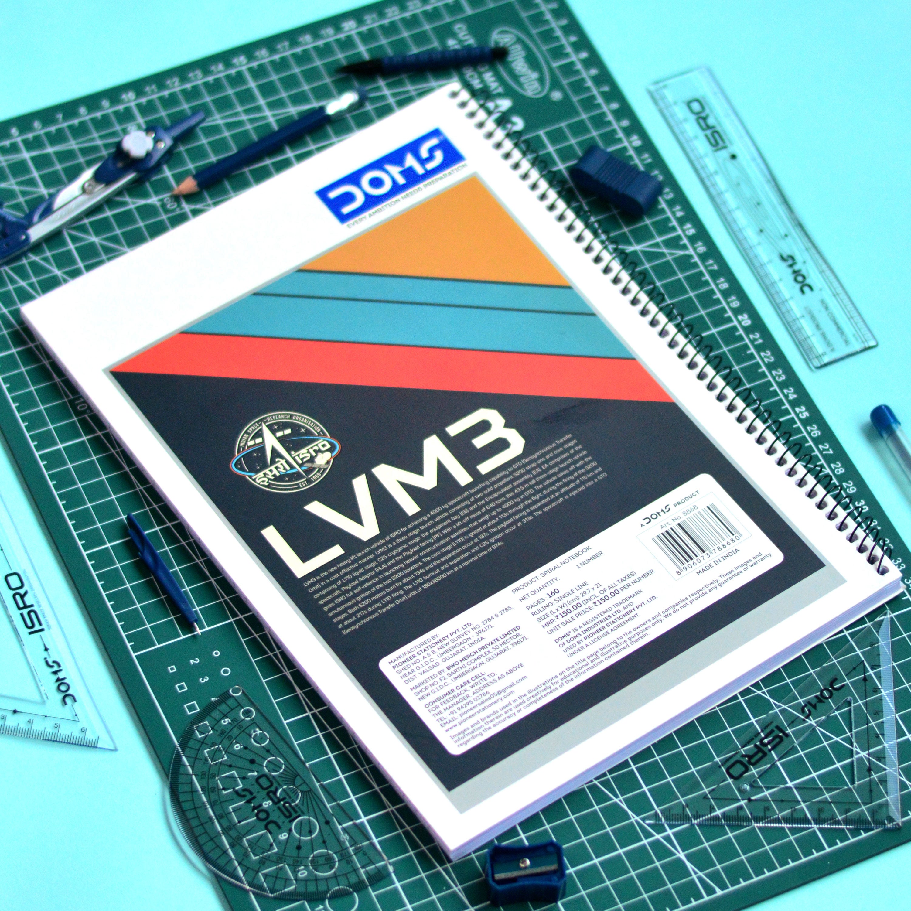 Doms x A47: LVM3 Cloud Punch A4 Size ISRO Notebook