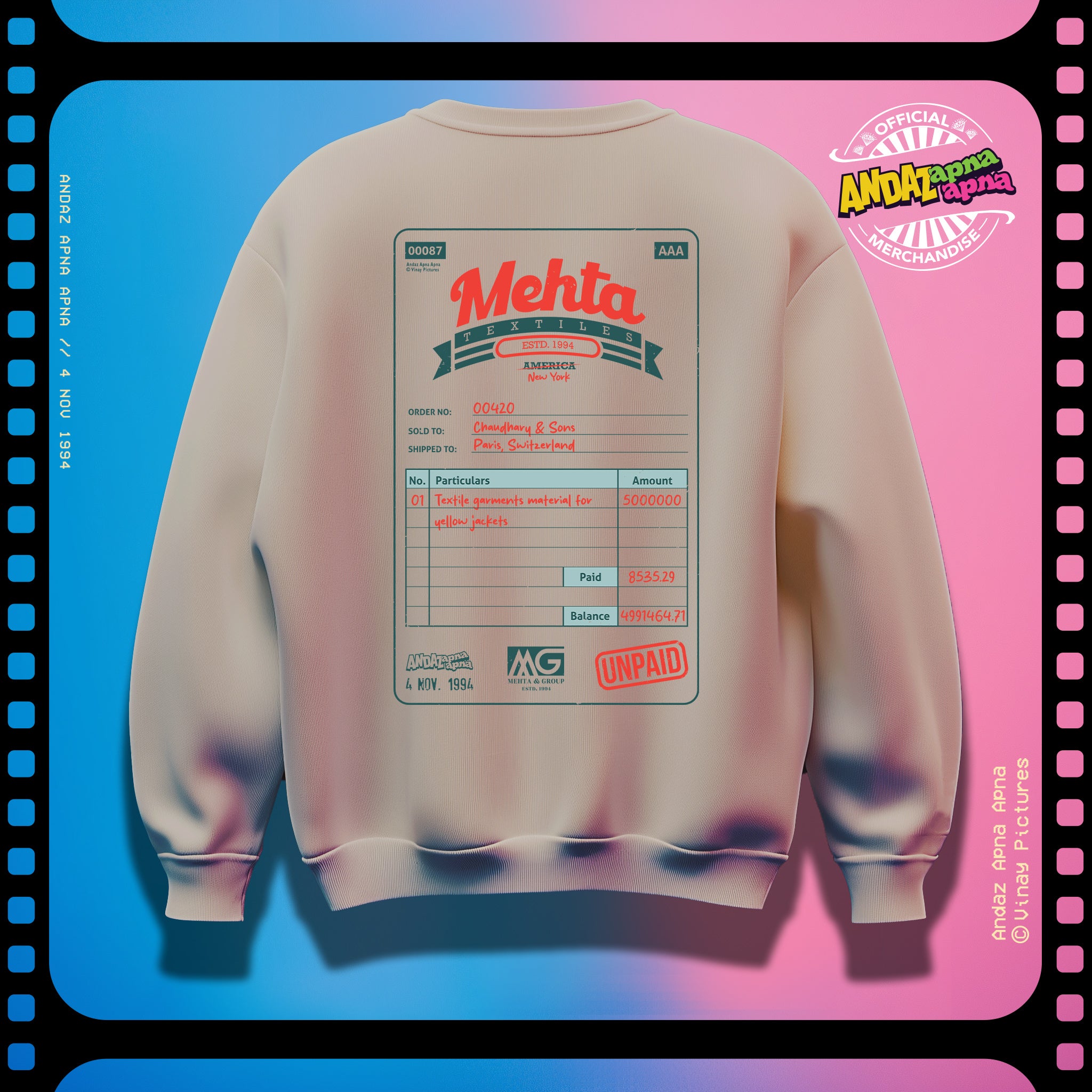 Andaz Apna Apna: Mehta Textiles Oversized Sweatshirt