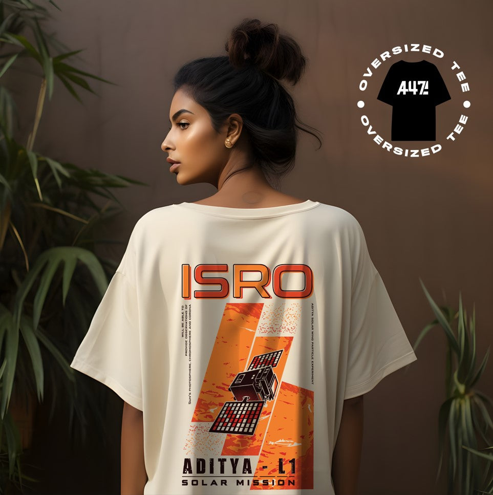 ISRO Aditya L1 Oversized Cream T-Shirt
