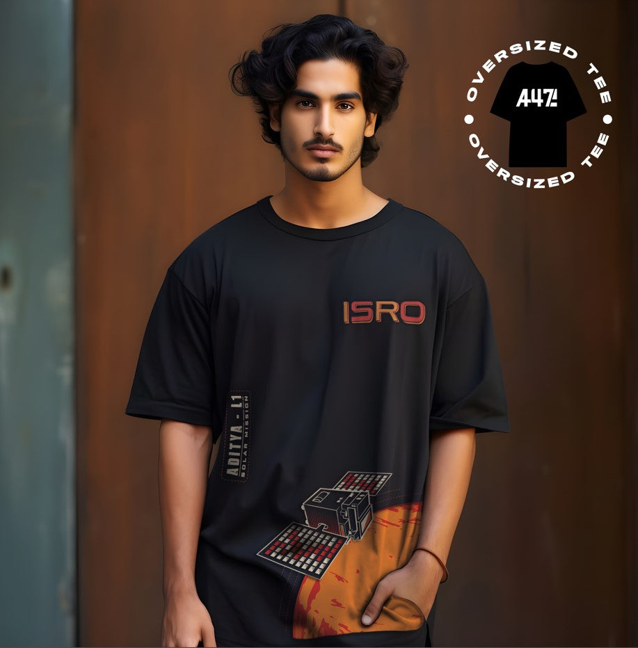 ISRO Aditya L1 Black Oversized T-Shirt