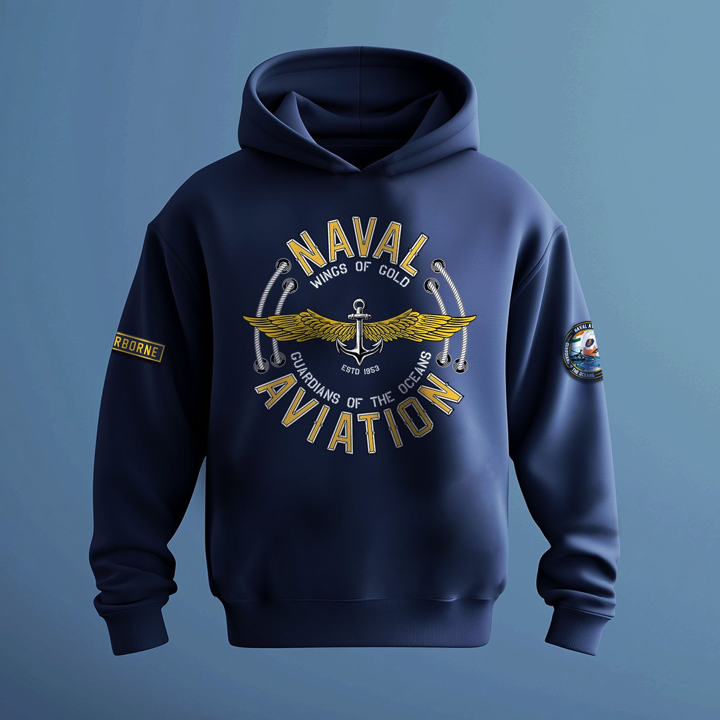 Indian Naval Aviation: Wings of Gold Navy Blue Oversized Hoodie