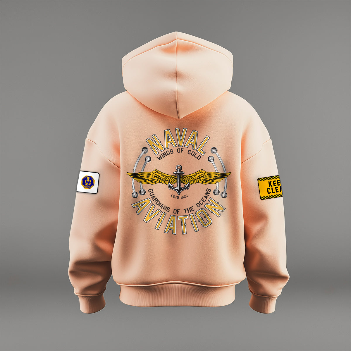 Indian Naval Aviation: Wings of Gold Peach Oversized Hoodie