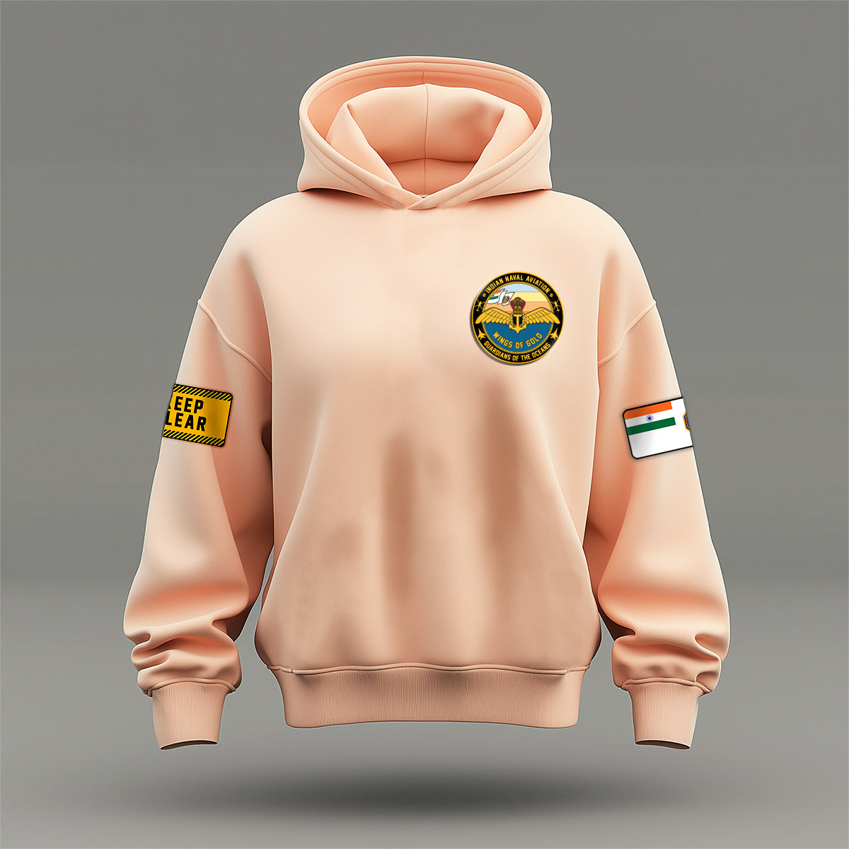 Indian Naval Aviation: Wings of Gold Peach Oversized Hoodie