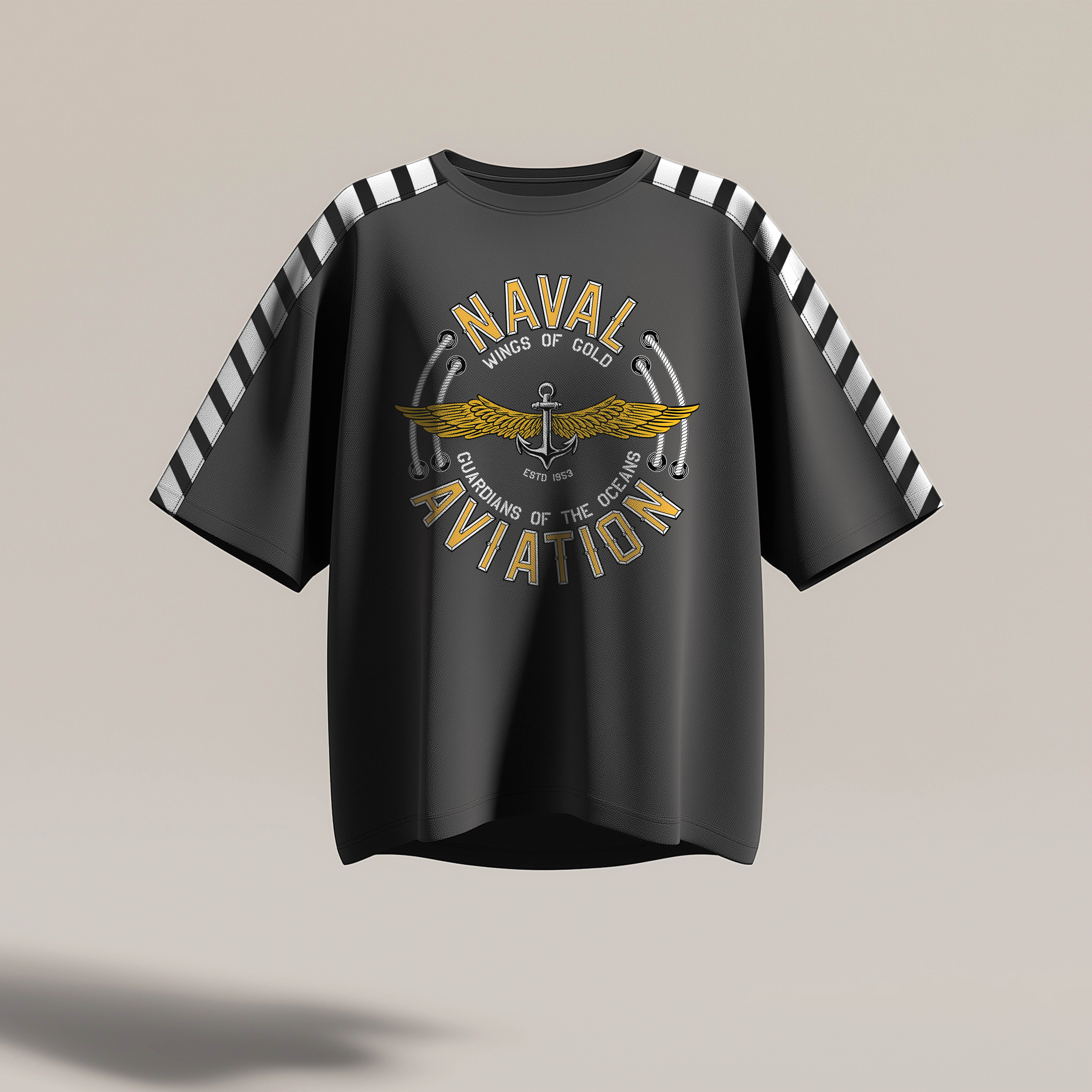 Indian Naval Aviation: Wings of Gold Grey Oversized T-Shirt