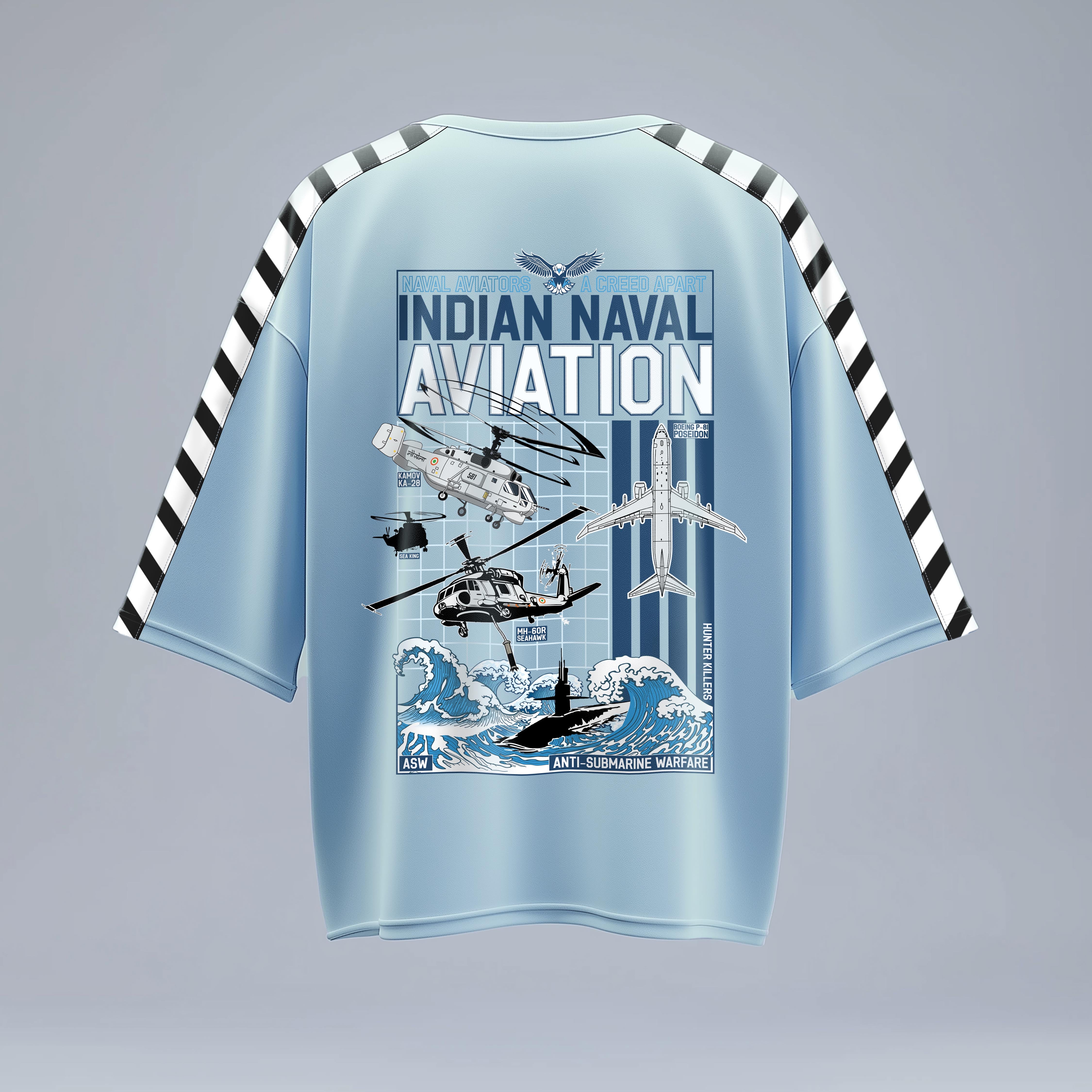 Indian Naval Aviation: Anti-Submarine Warfare Blue Oversized T-Shirt