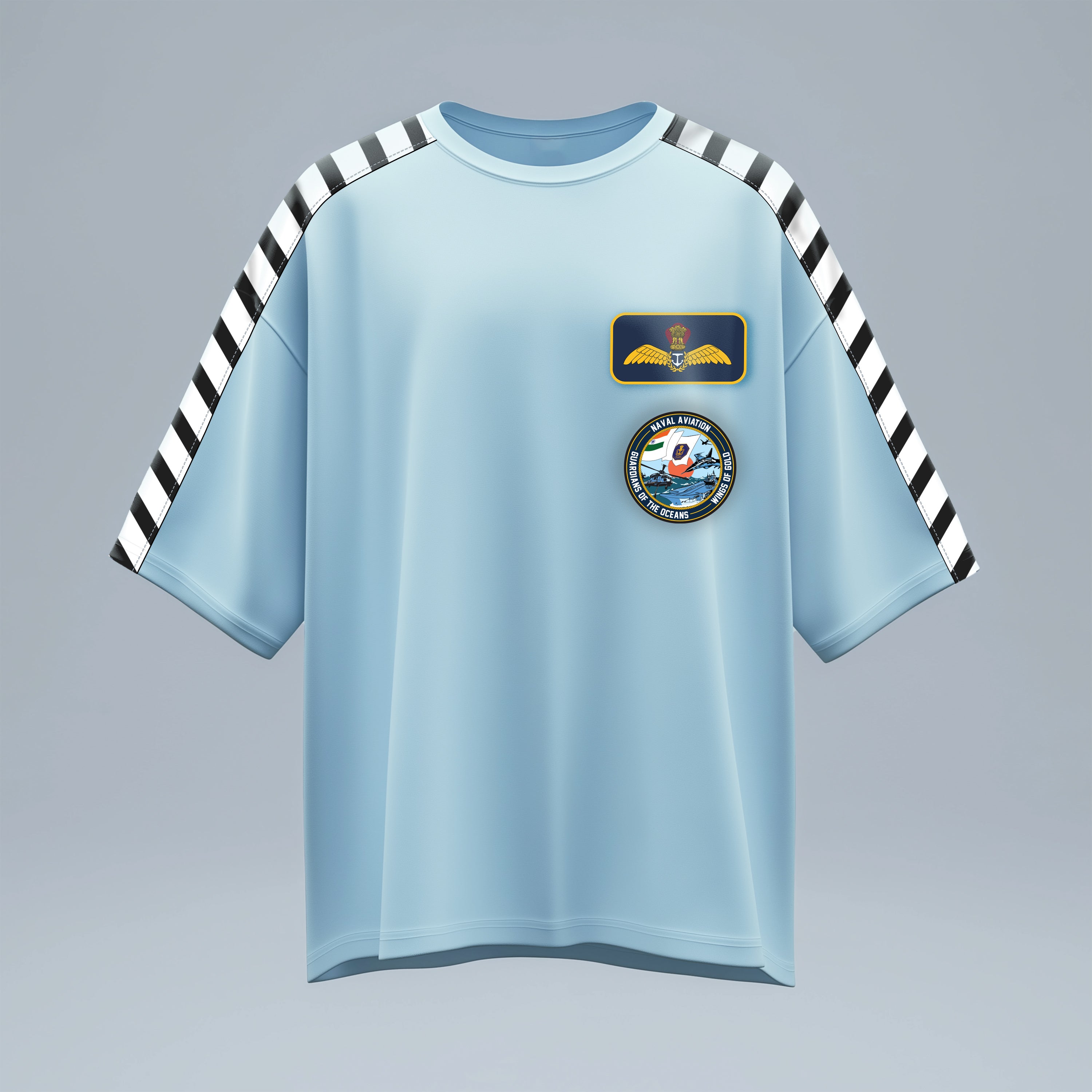 Indian Naval Aviation: Search and Rescue Blue Oversized T-Shirt.