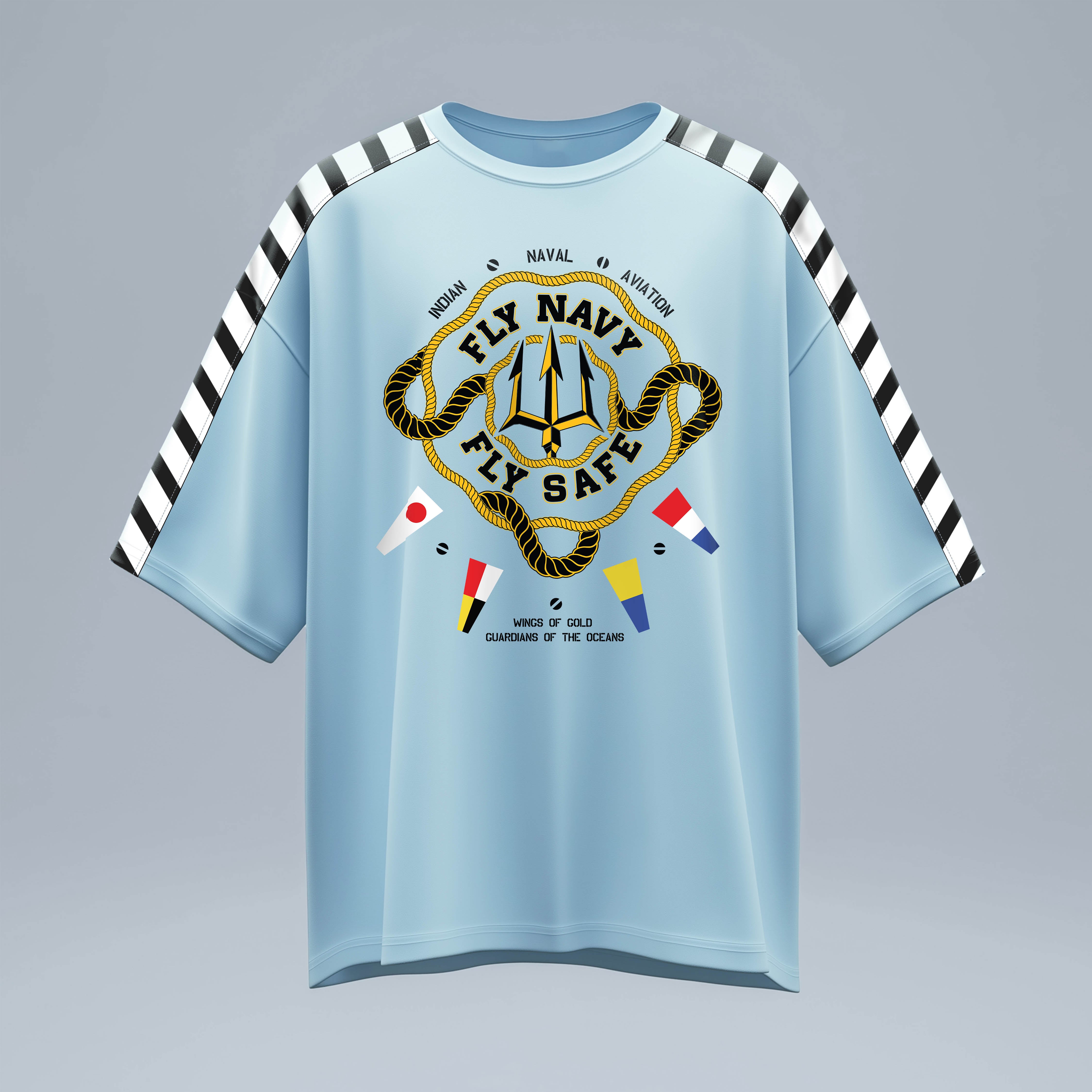 Indian Naval Aviation: Maritime Aviator Blue Oversized T-Shirt