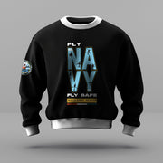 Indian Naval Aviation: Fly Navy Fly Safe Black Oversized Sweatshirt