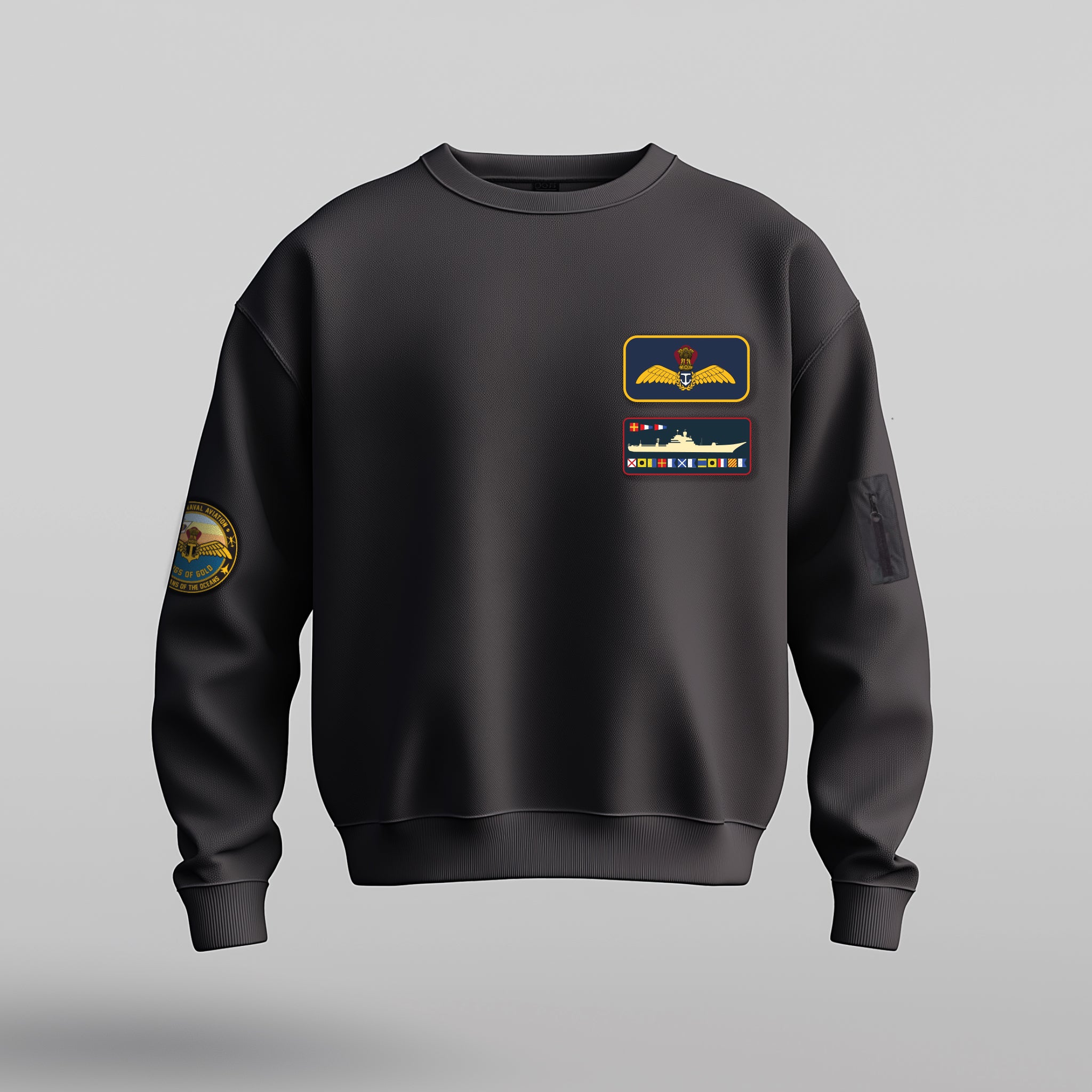 Indian Naval Aviation: INS Vikrant Grey Oversized Sweatshirt