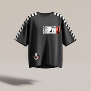 ISRO Grey Tee with Striped Shoulders