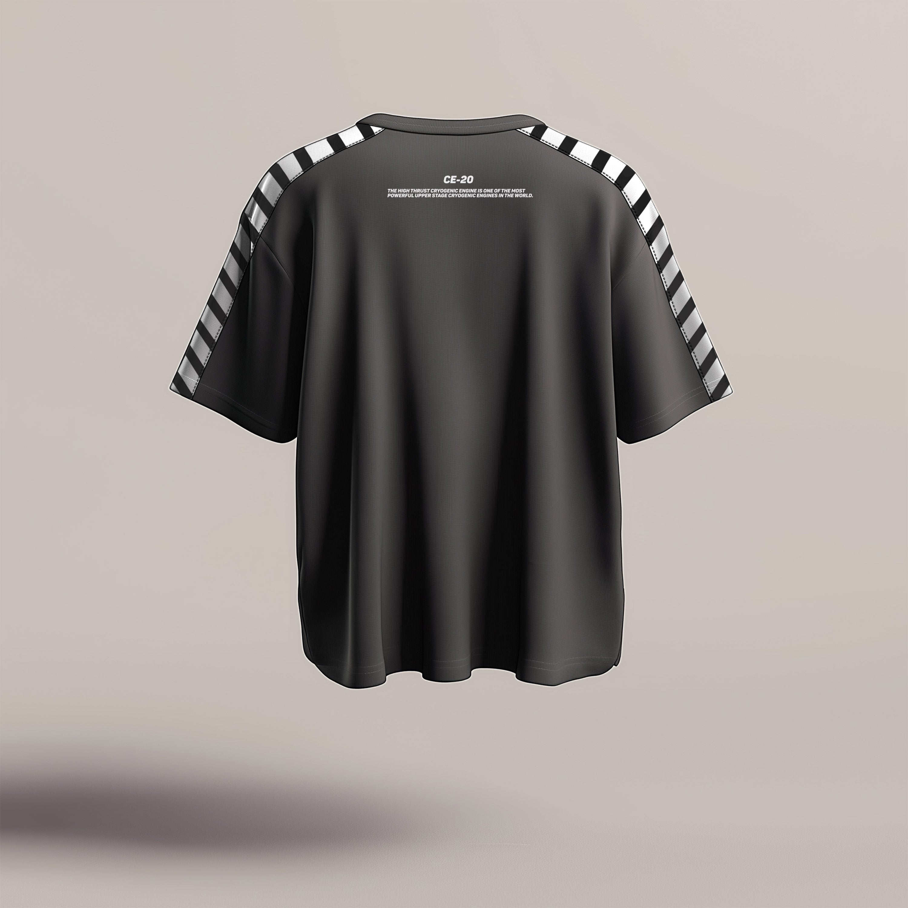 ISRO Grey Tee with Striped Shoulders