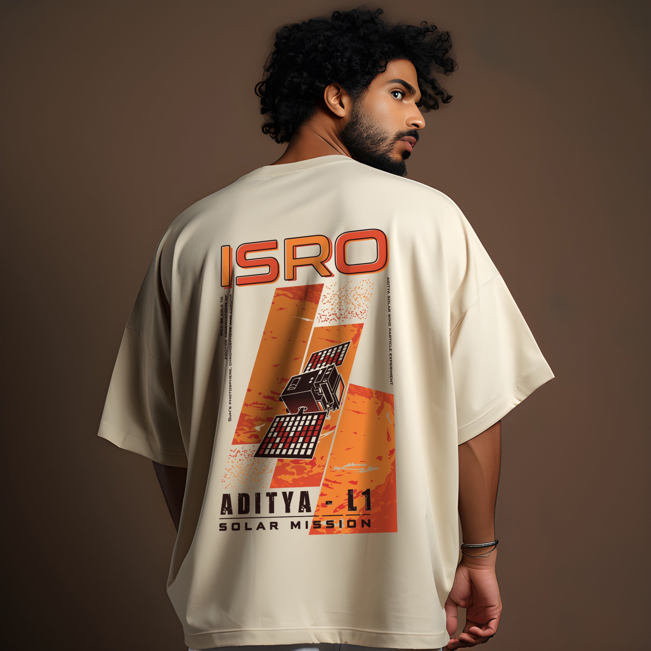 ISRO Aditya L1 Oversized Cream T-Shirt