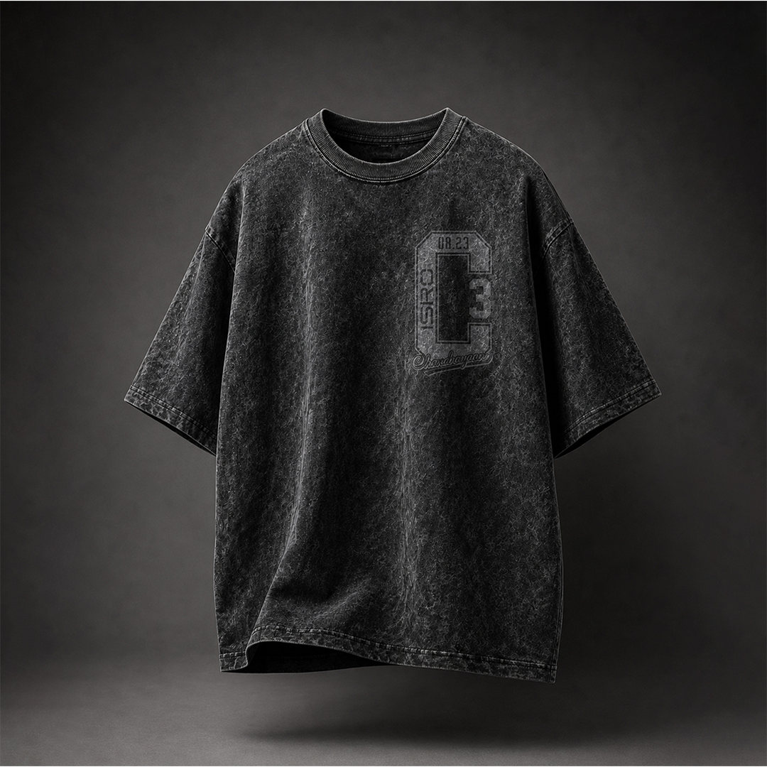 Official ISRO Chandrayaan-3 Acid Wash Tee