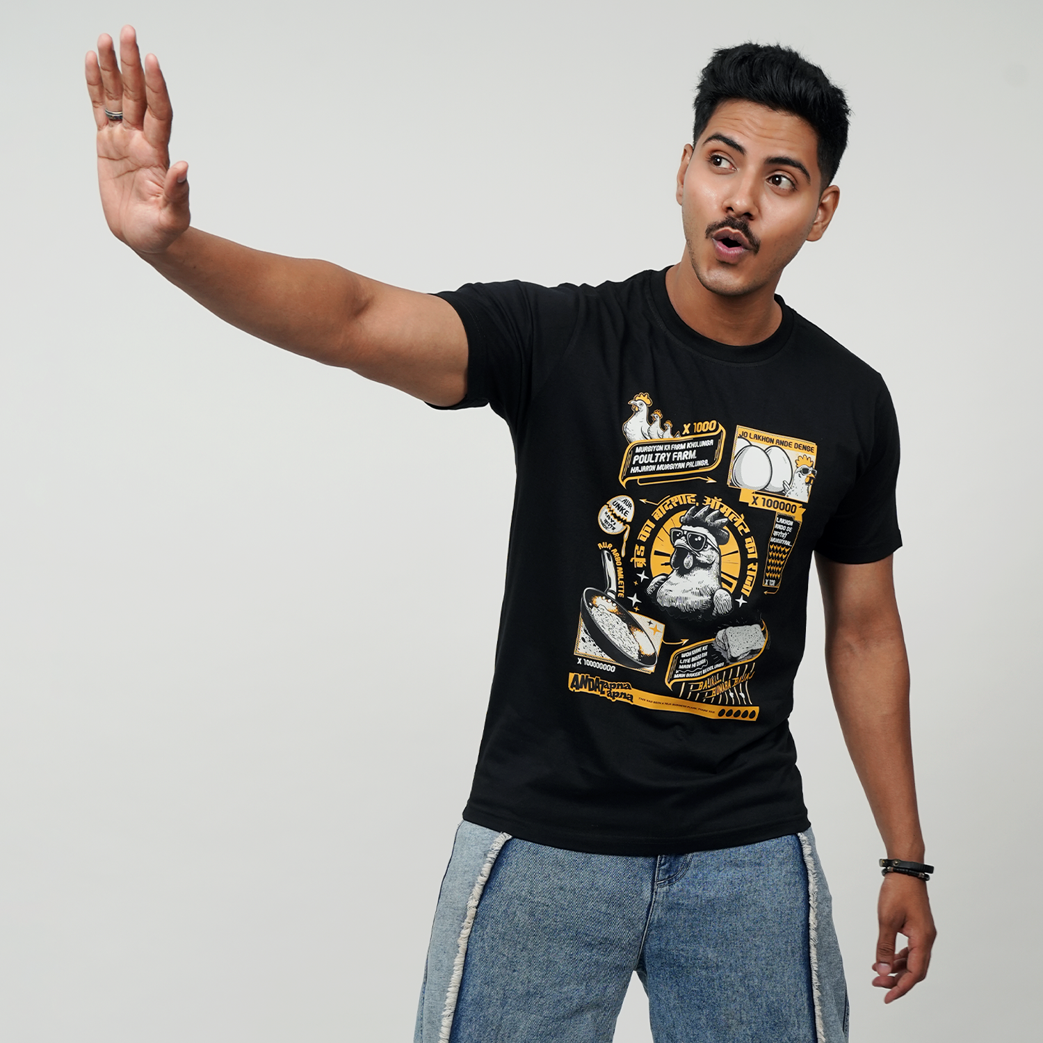 Andaz Apna Apna: Teja’s Poultry Farm Regular Black T-Shirt