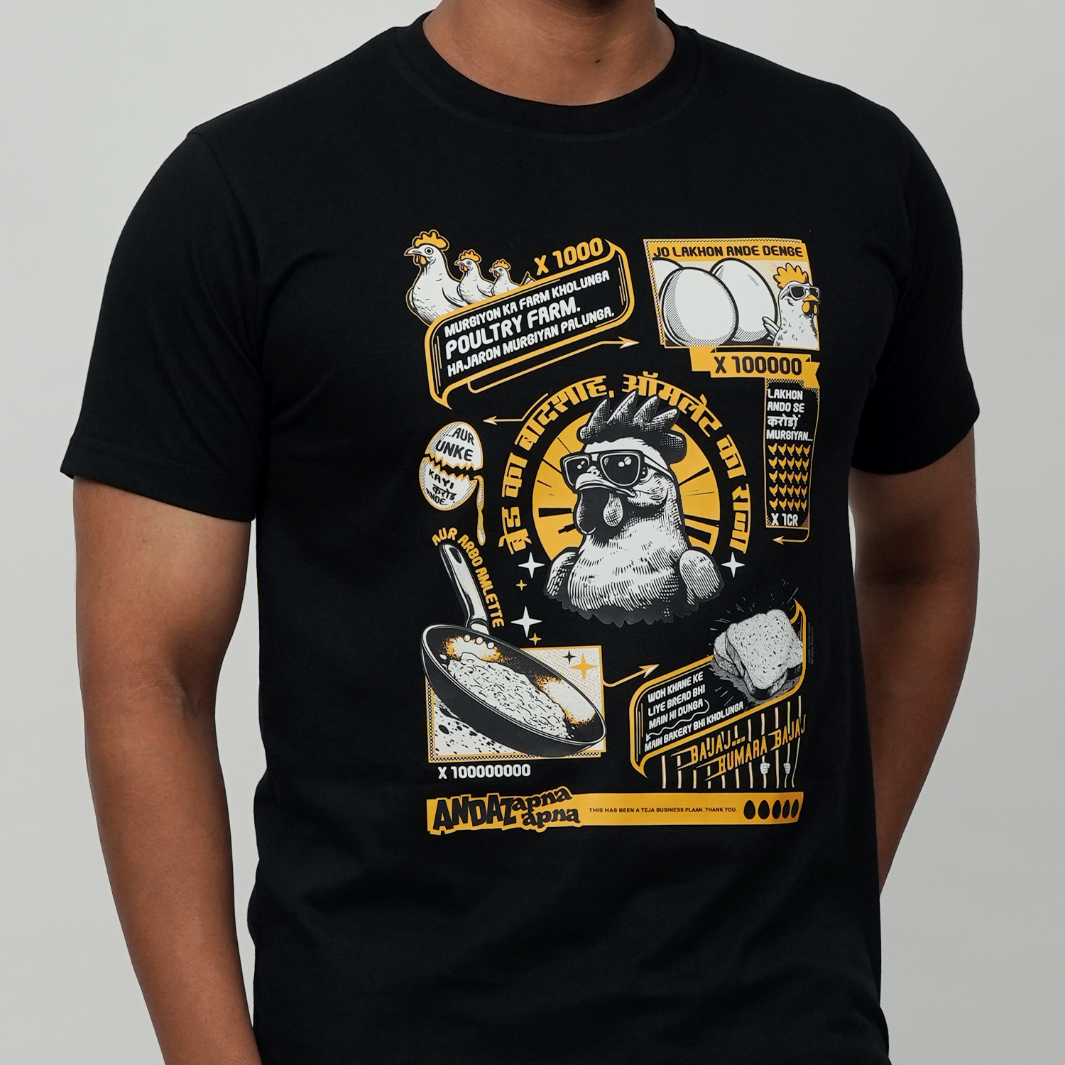 Andaz Apna Apna: Teja’s Poultry Farm Regular Black T-Shirt