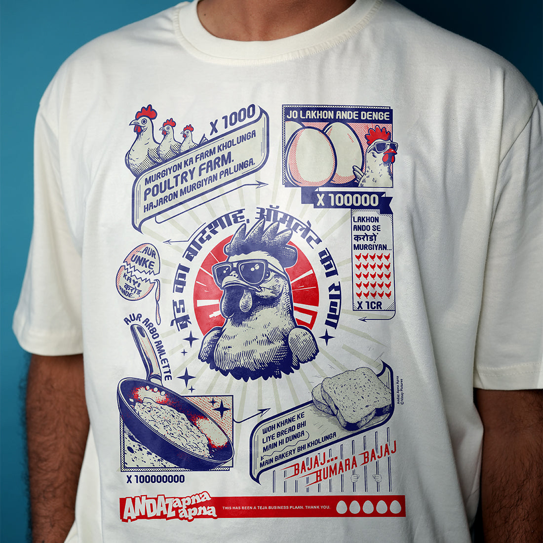 Andaz Apna Apna: Teja’s Poultry Farm Oversized T-Shirt