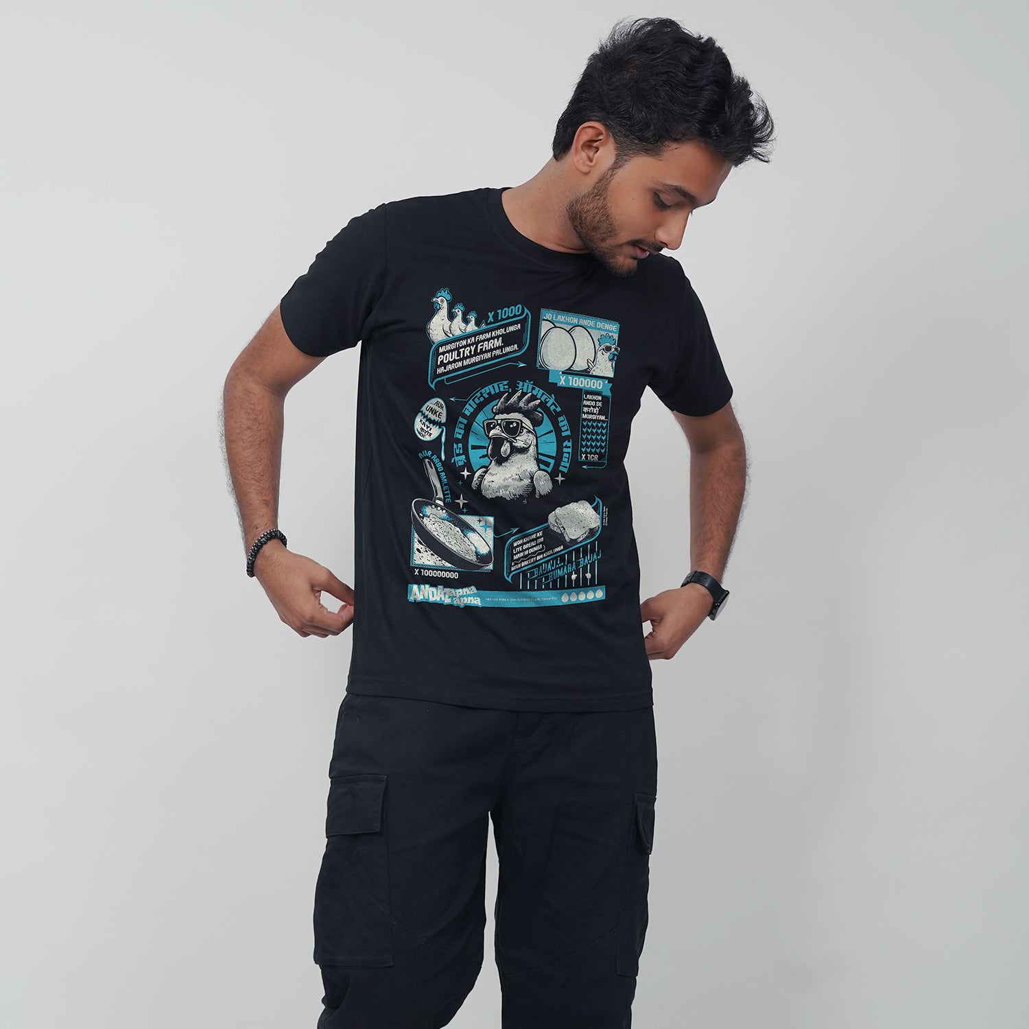 Andaz Apna Apna: Bread Ka Baadshah Regular Black T-Shirt