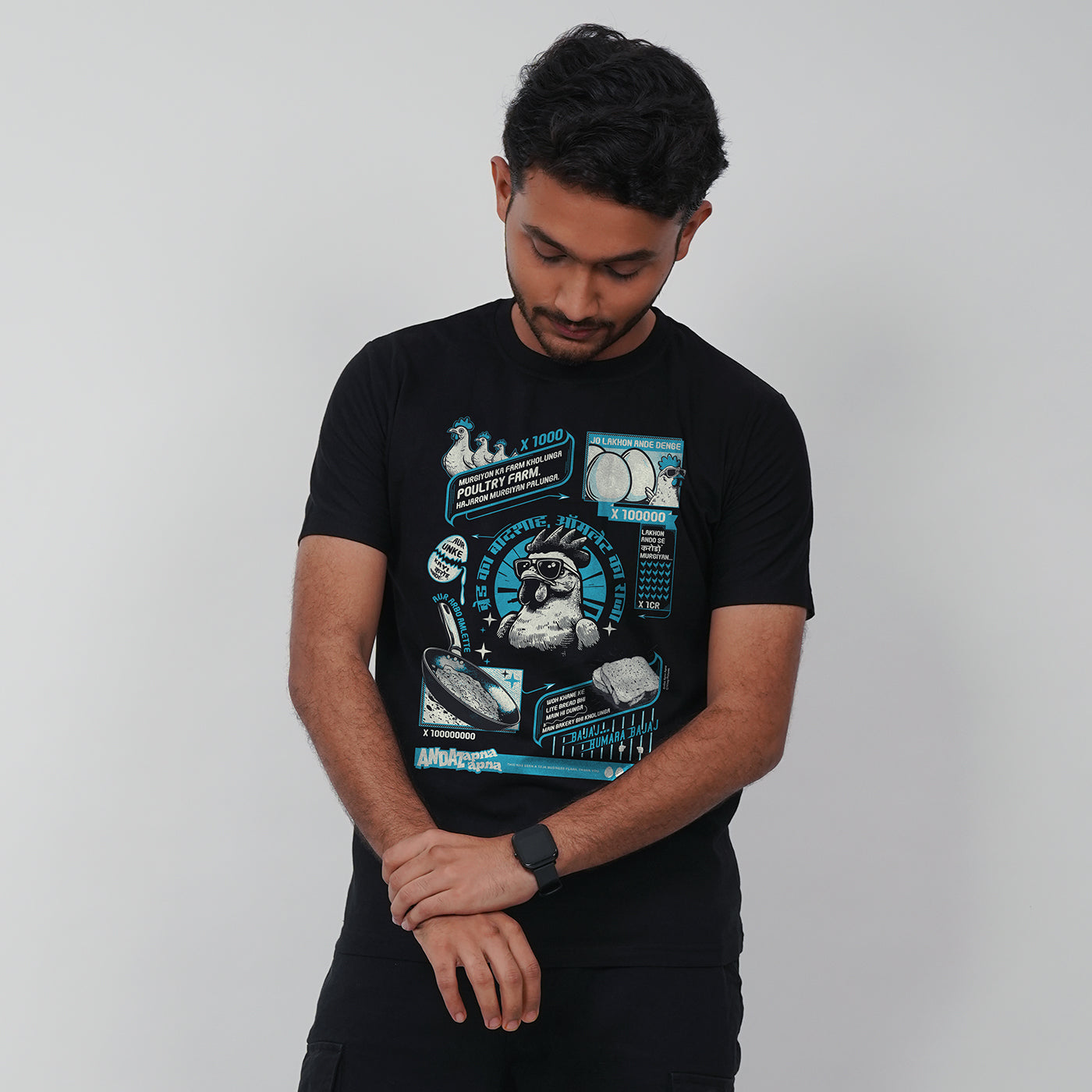 Andaz Apna Apna: Bread Ka Baadshah Regular Black T-Shirt