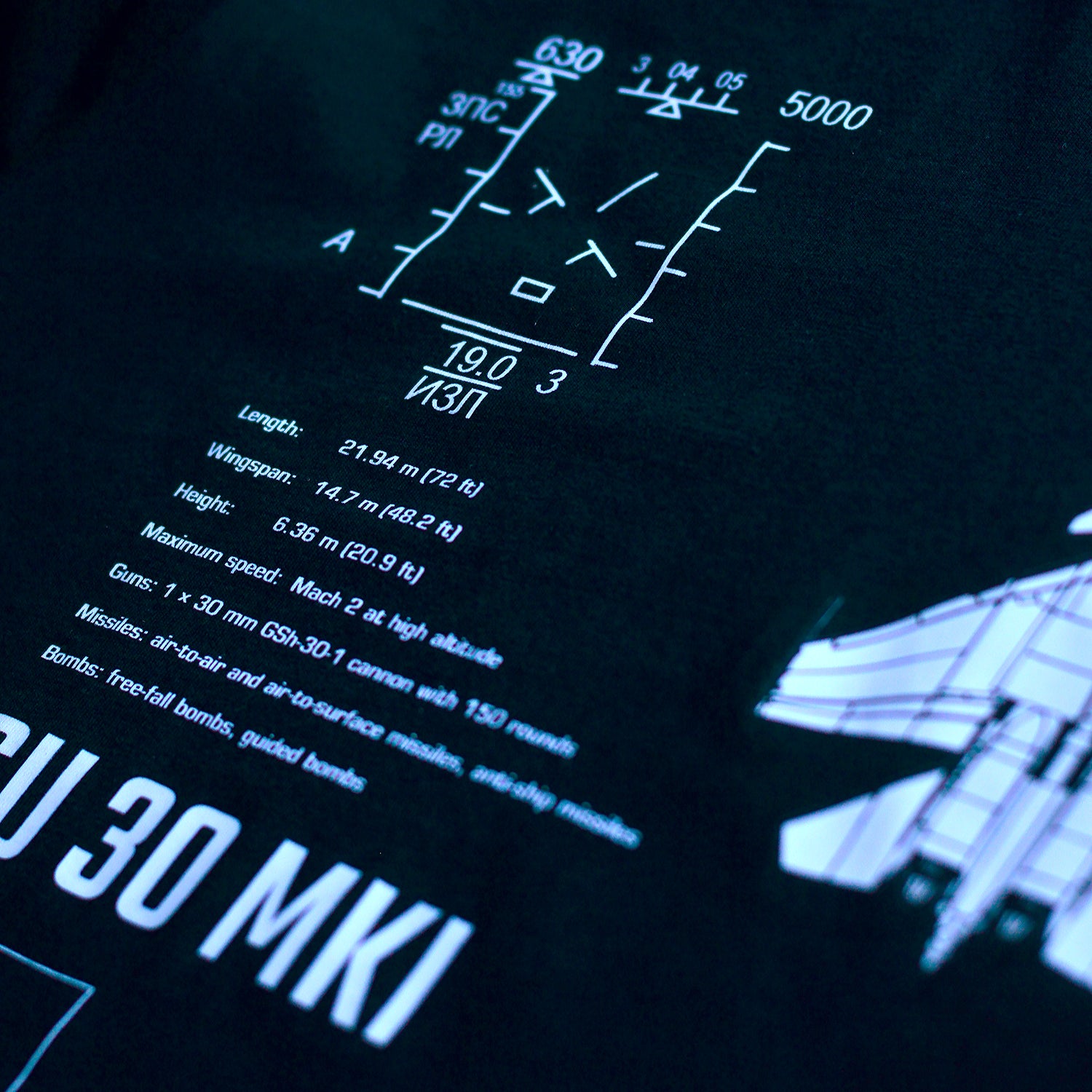 Fighter: Black SU-30 Glory Edition Regular Fit T-Shirt