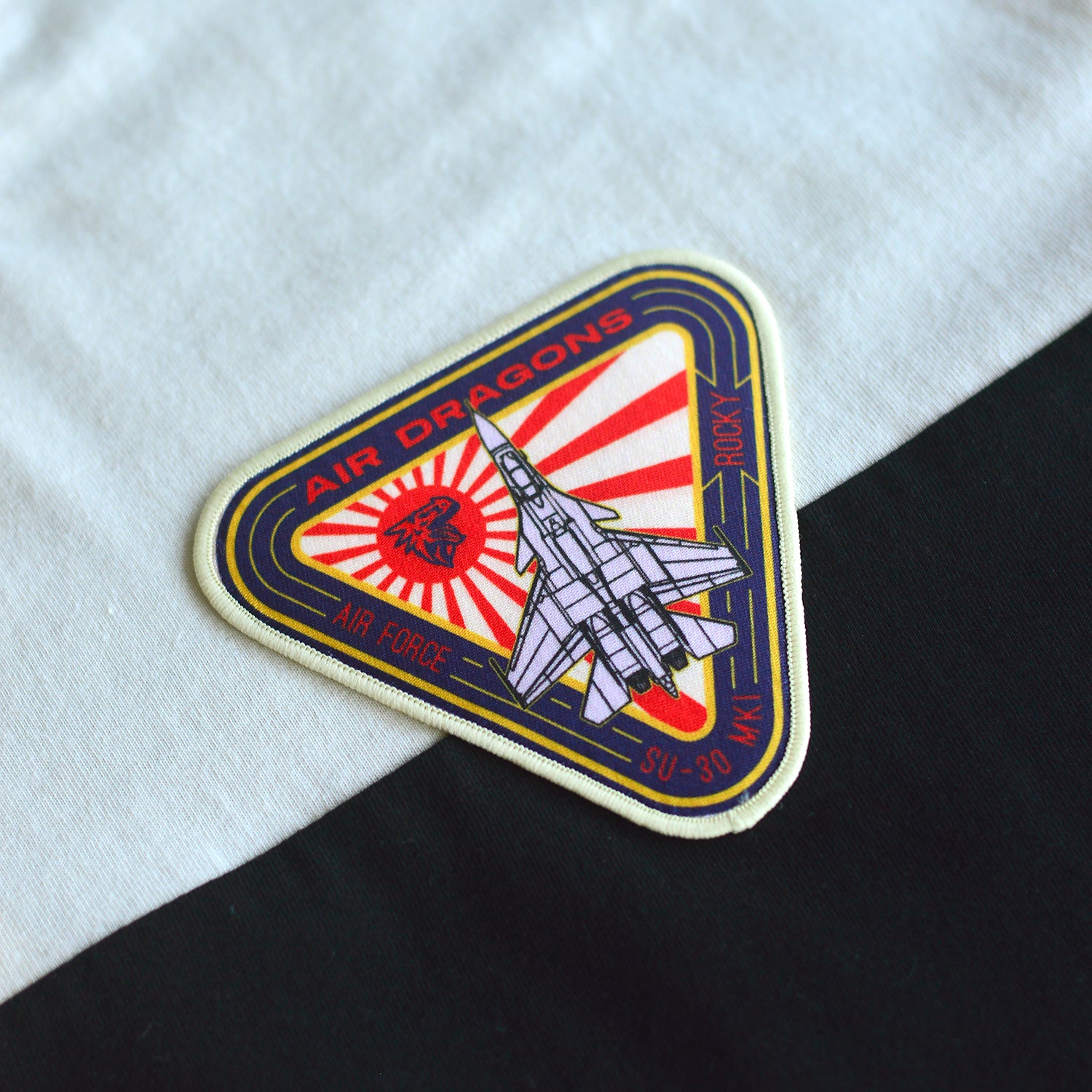 Black & Beige Flanker Blueprint Fighter Oversized T-Shirt