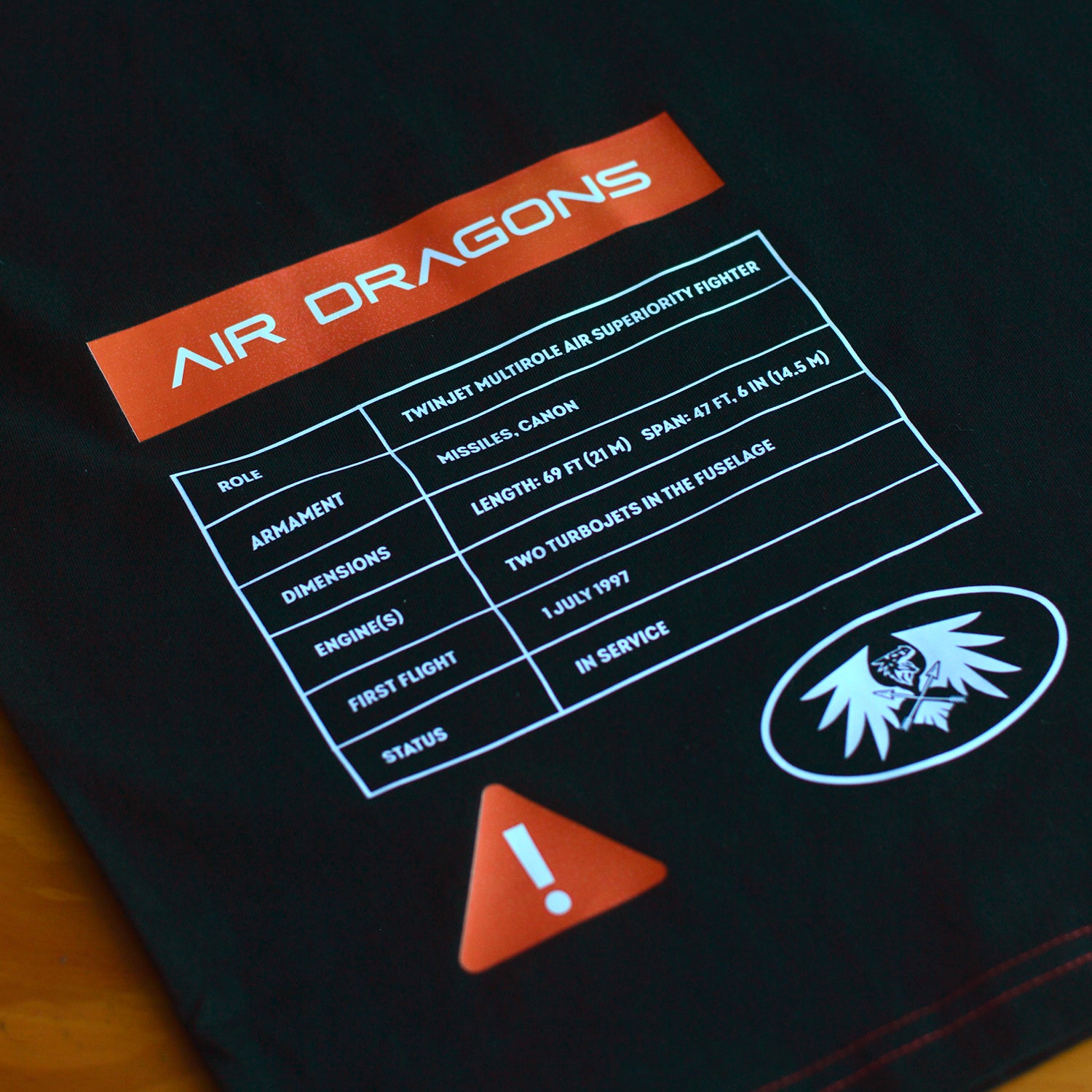 Black & Beige Flanker Blueprint Fighter Oversized T-Shirt