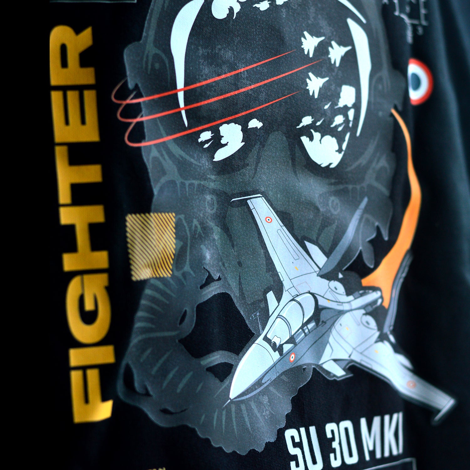 Black & Mustard Combat Fighter Oversized Sweatshirt